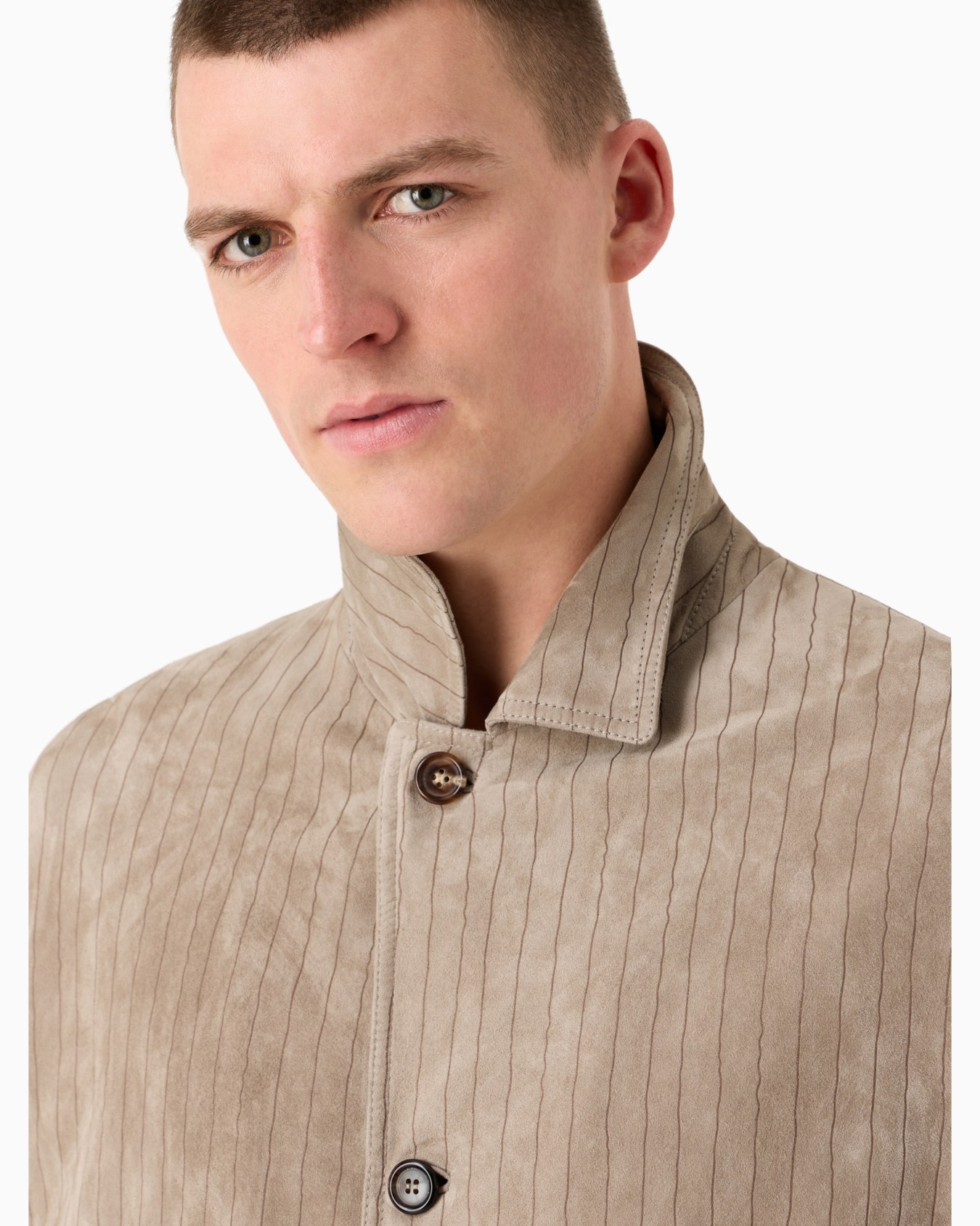 Suede blouson with an irregular pinstripe motif Slide 5