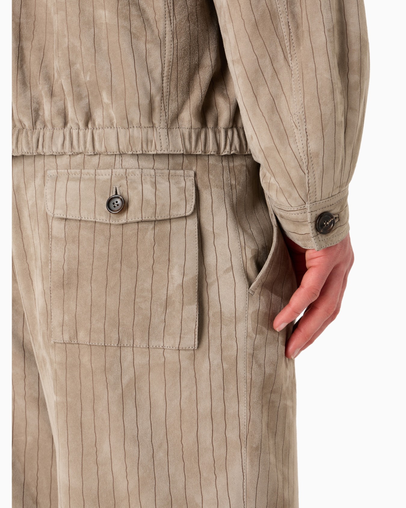 Suede blouson with an irregular pinstripe motif Slide 6