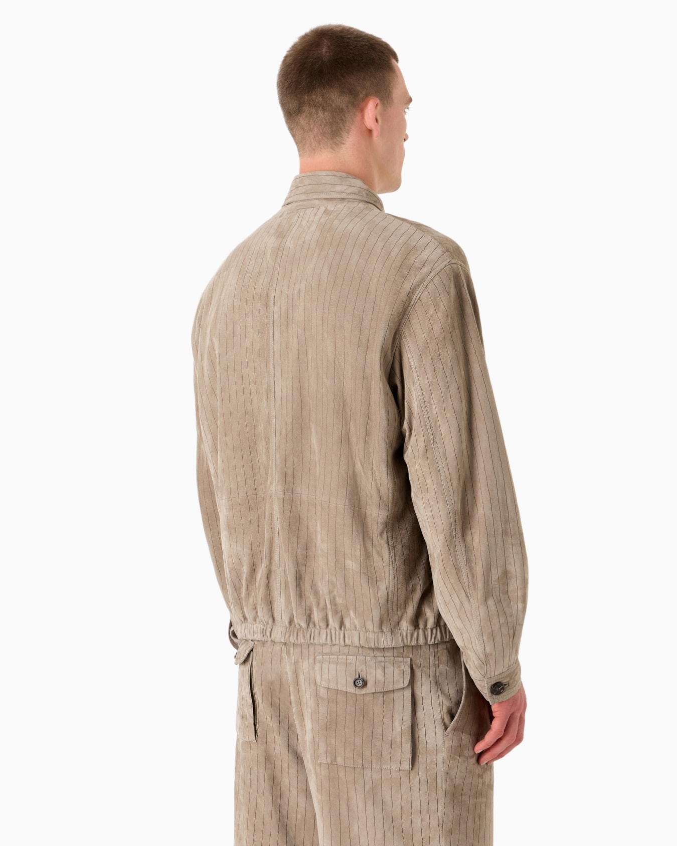 Suede blouson with an irregular pinstripe motif Slide 3