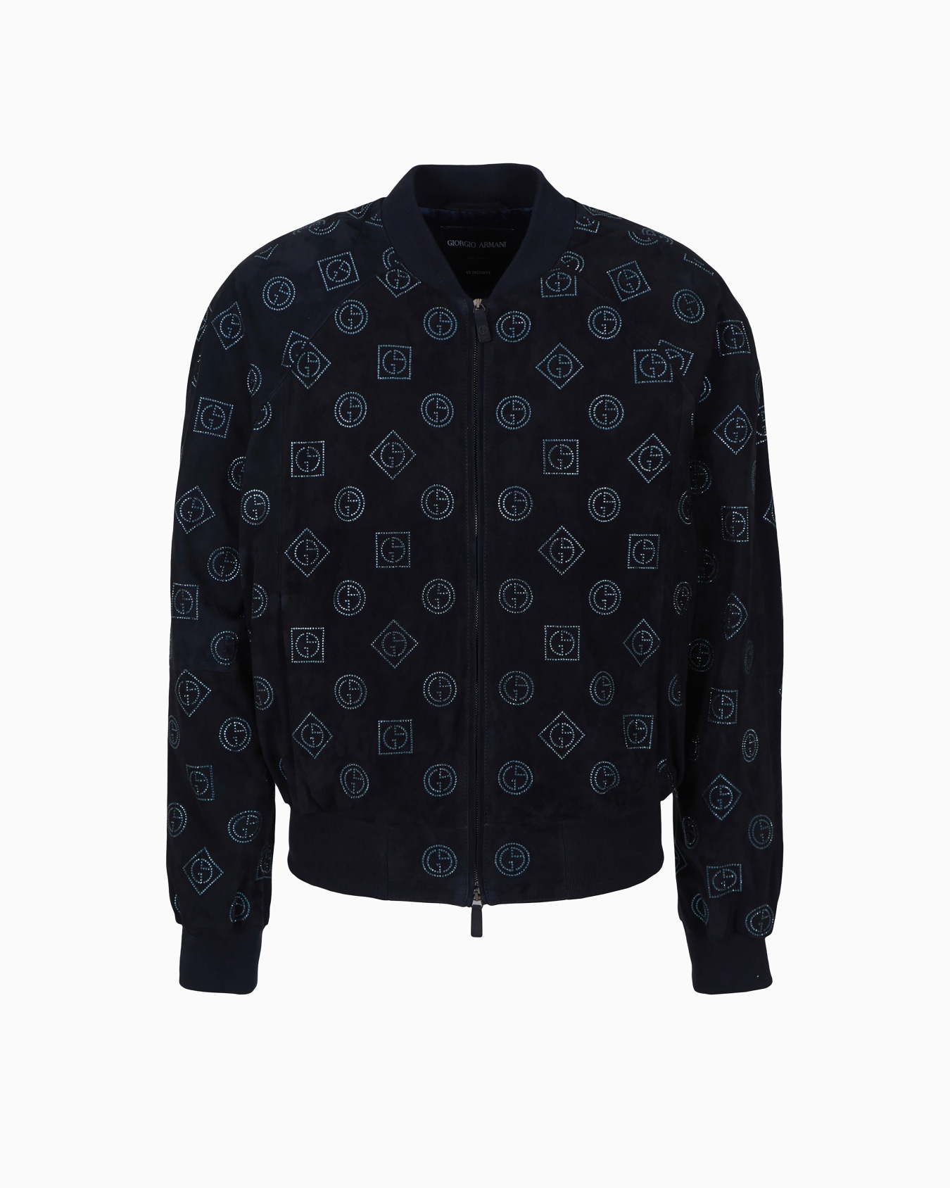Suede blouson with all-over rhinestone monogram Slide 0