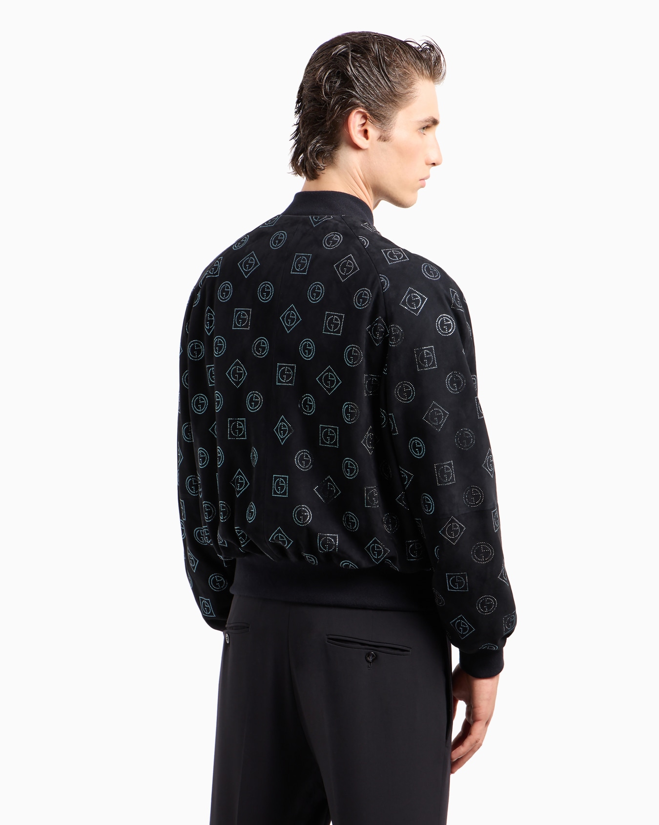 Suede blouson with all-over rhinestone monogram Slide 2