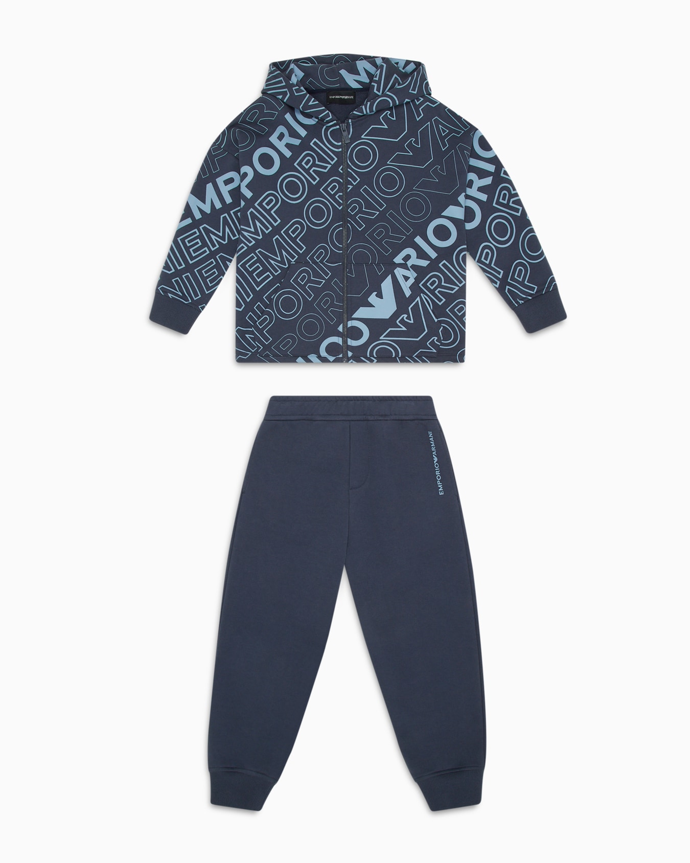 EA Crew tracksuit with hooded, zip-up jersey sweatshirt with all-over logo print Slide 0