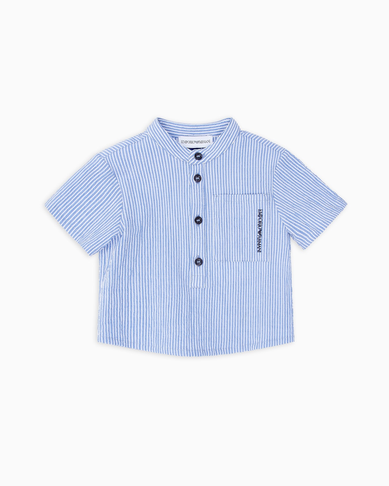 Shirt with guru collar and logo embroidery Slide 0