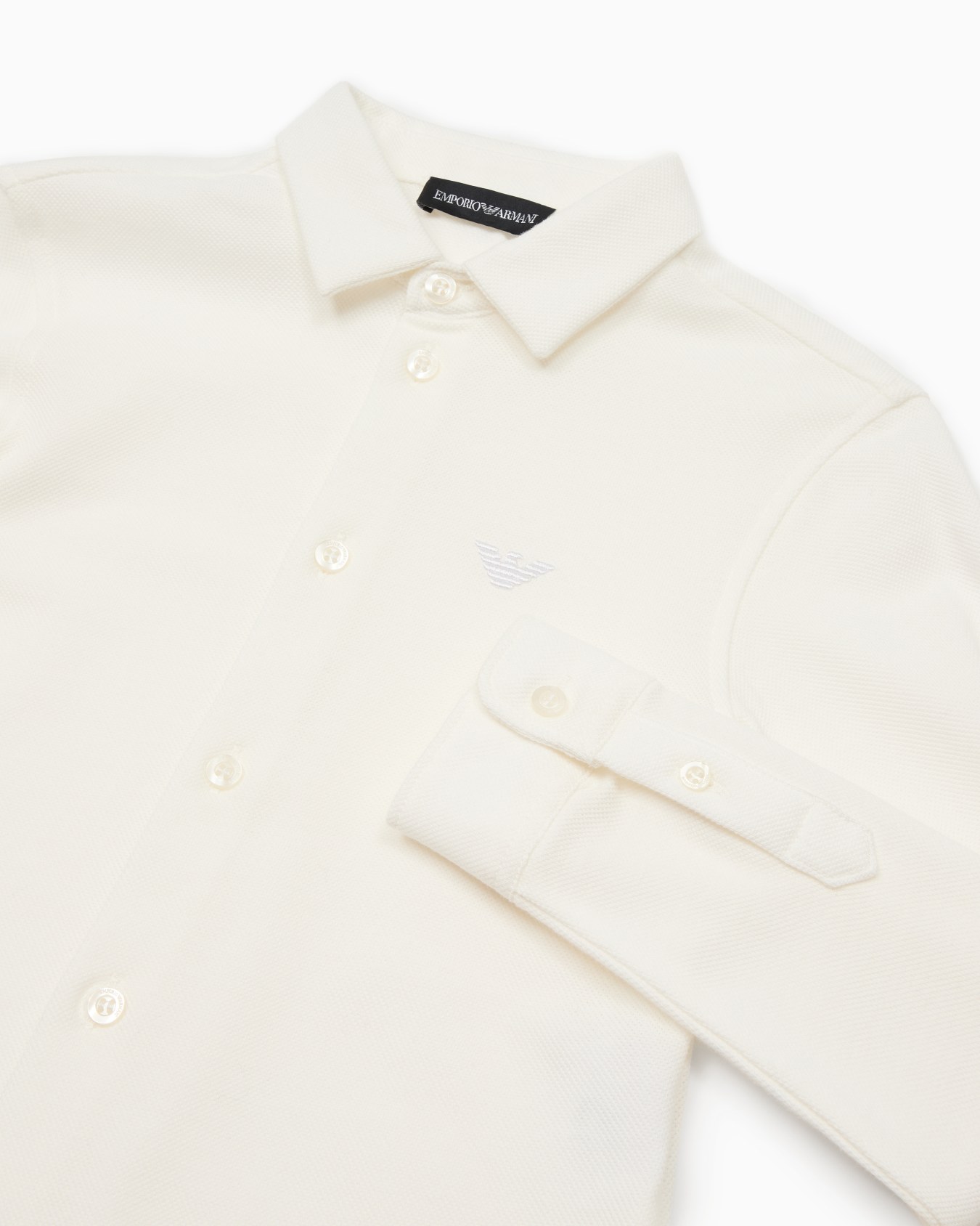 Piqué shirt with eagle embroidery Slide 1