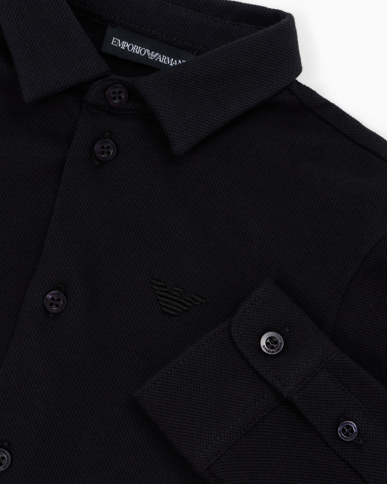 Piqué shirt with eagle embroidery Slide 1