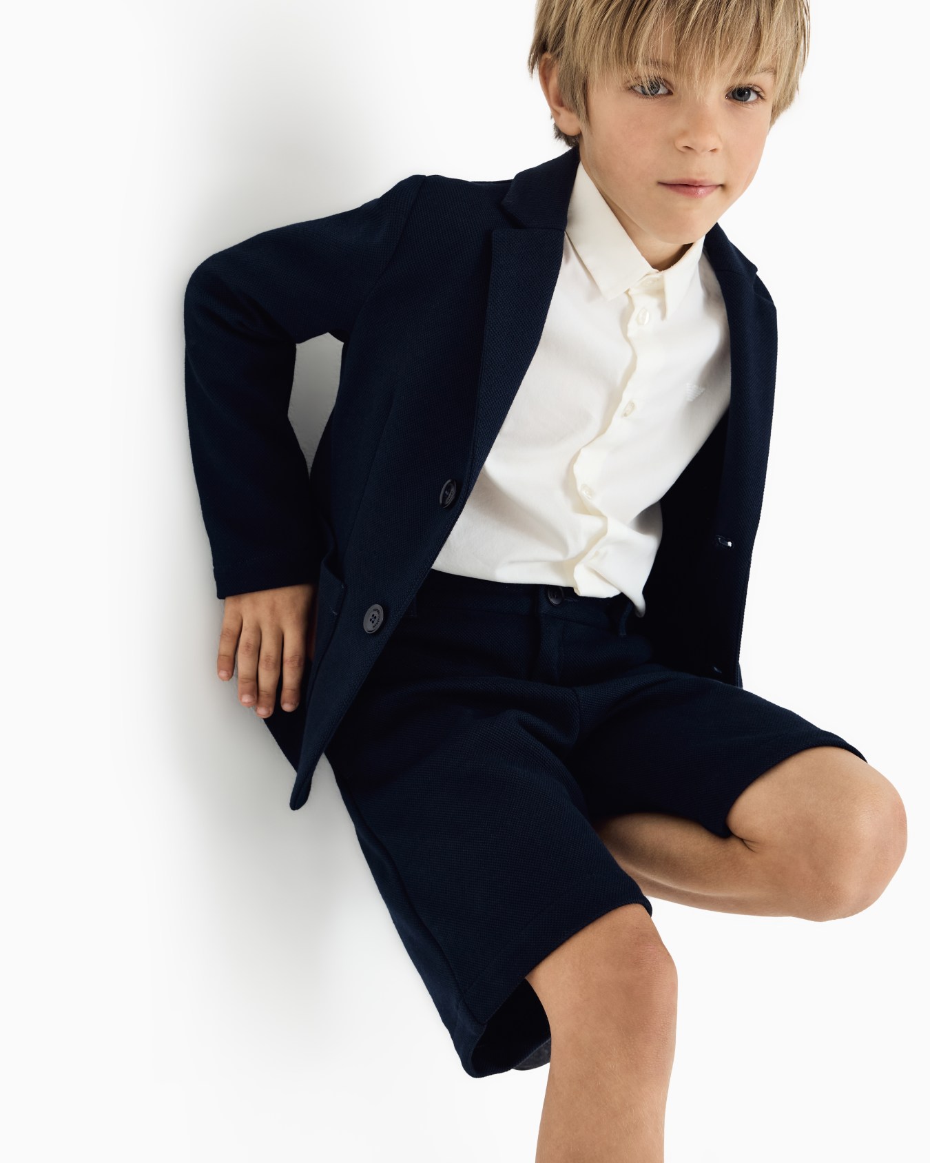 Chaqueta de abotonadura sencilla de punto piqué Diapositiva 3