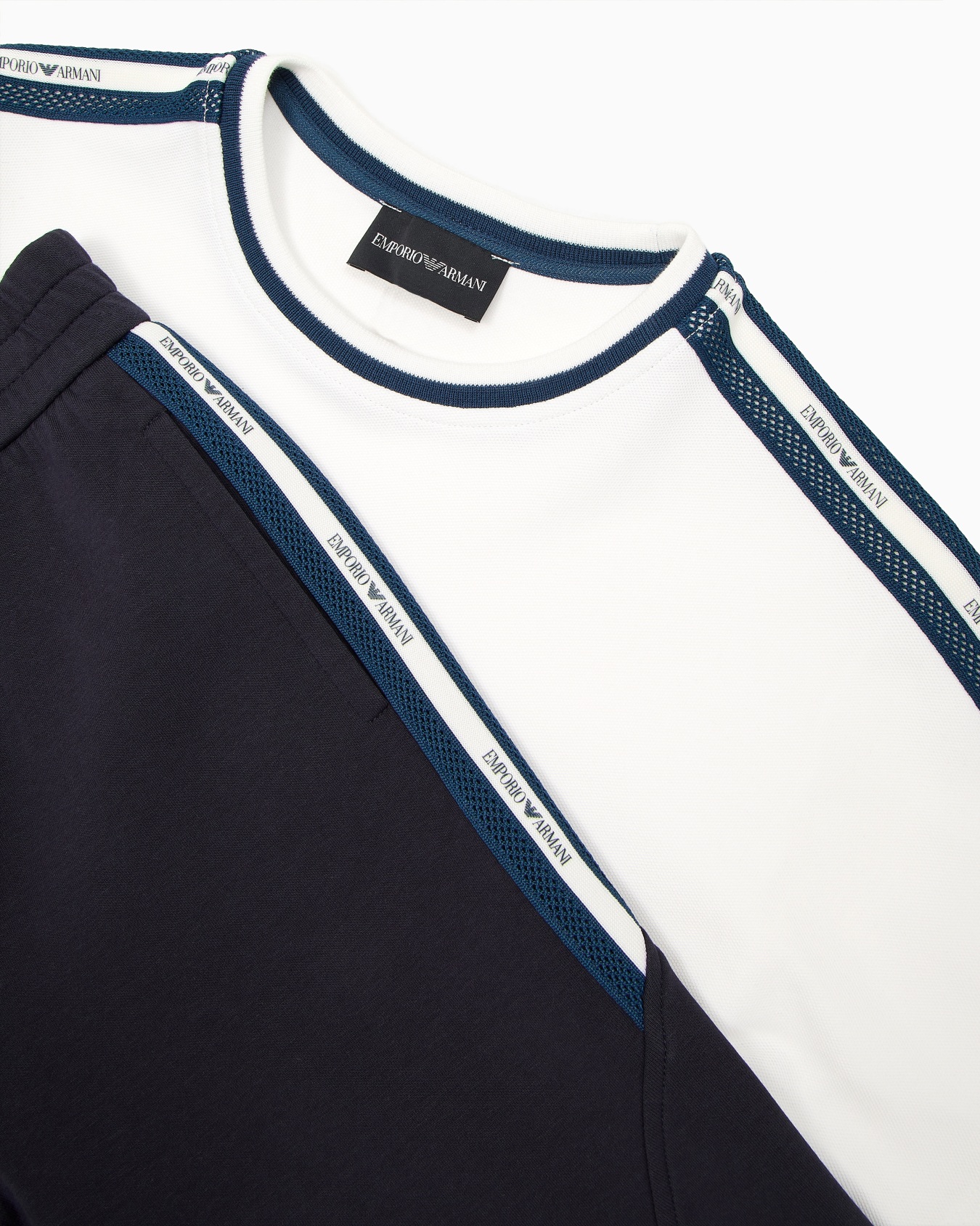 T-shirt and Bermuda shorts set in jersey with logo tape Slide 1