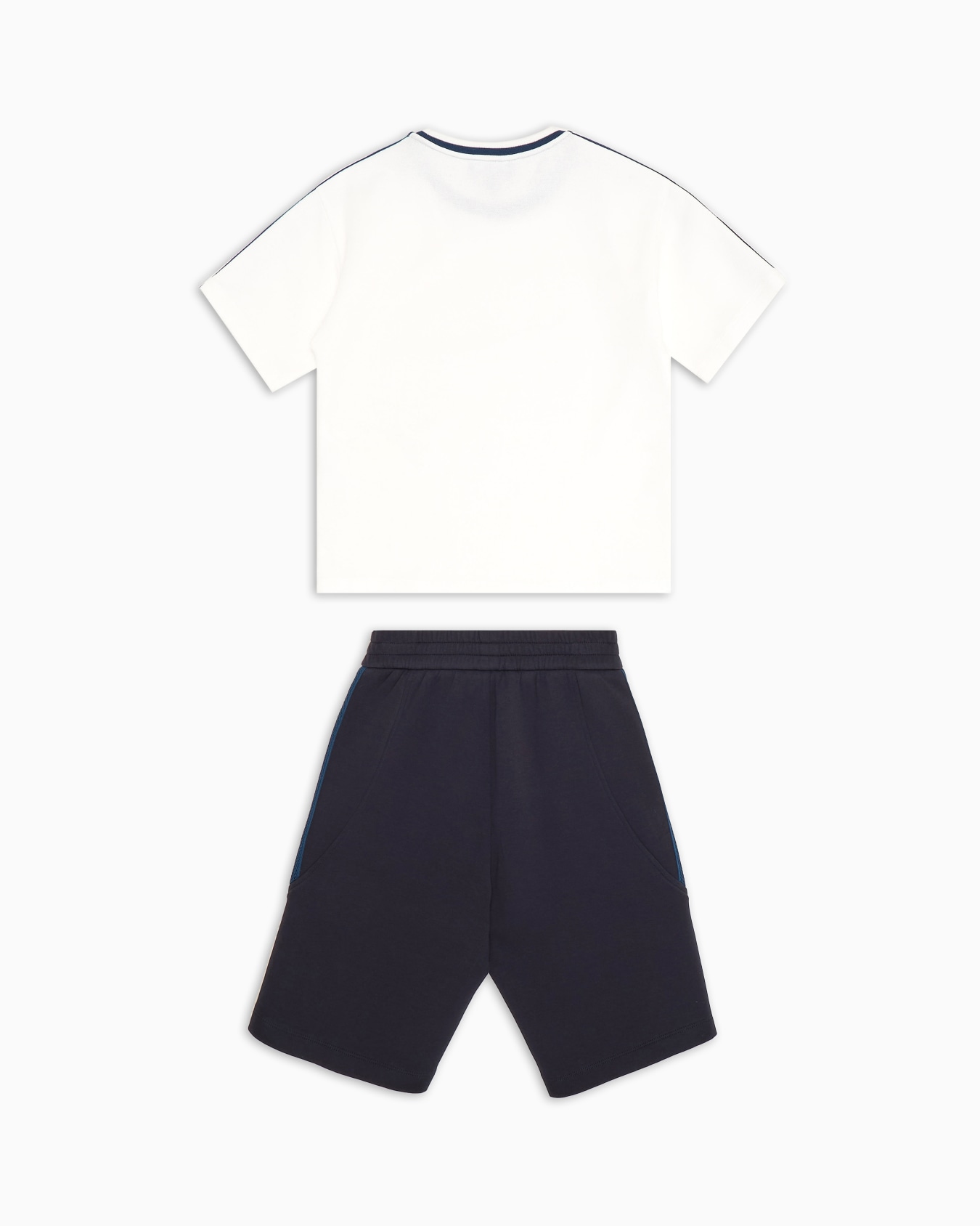 T-shirt and Bermuda shorts set in jersey with logo tape Slide 2