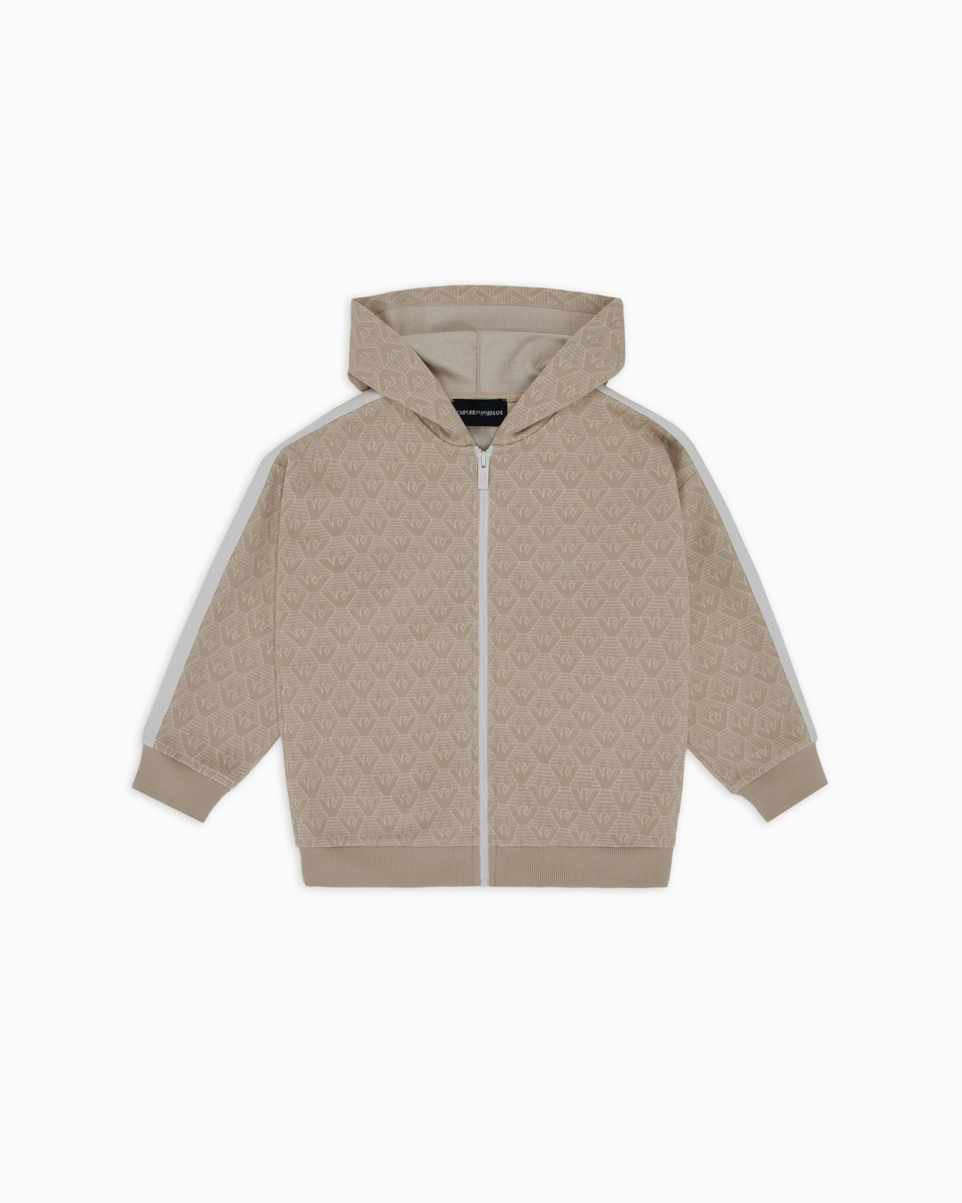 ASV Hooded, zip-up jacquard jersey sweatshirt with all-over eagle Slide 0