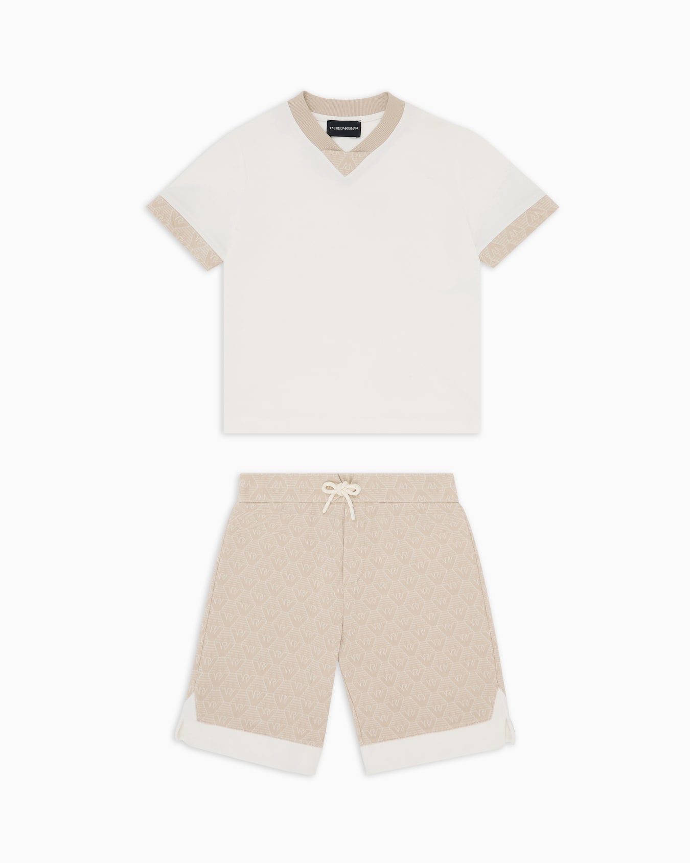 Ensemble T-shirt et short en jersey jacquard avec motif aigle all over Diapositive 0