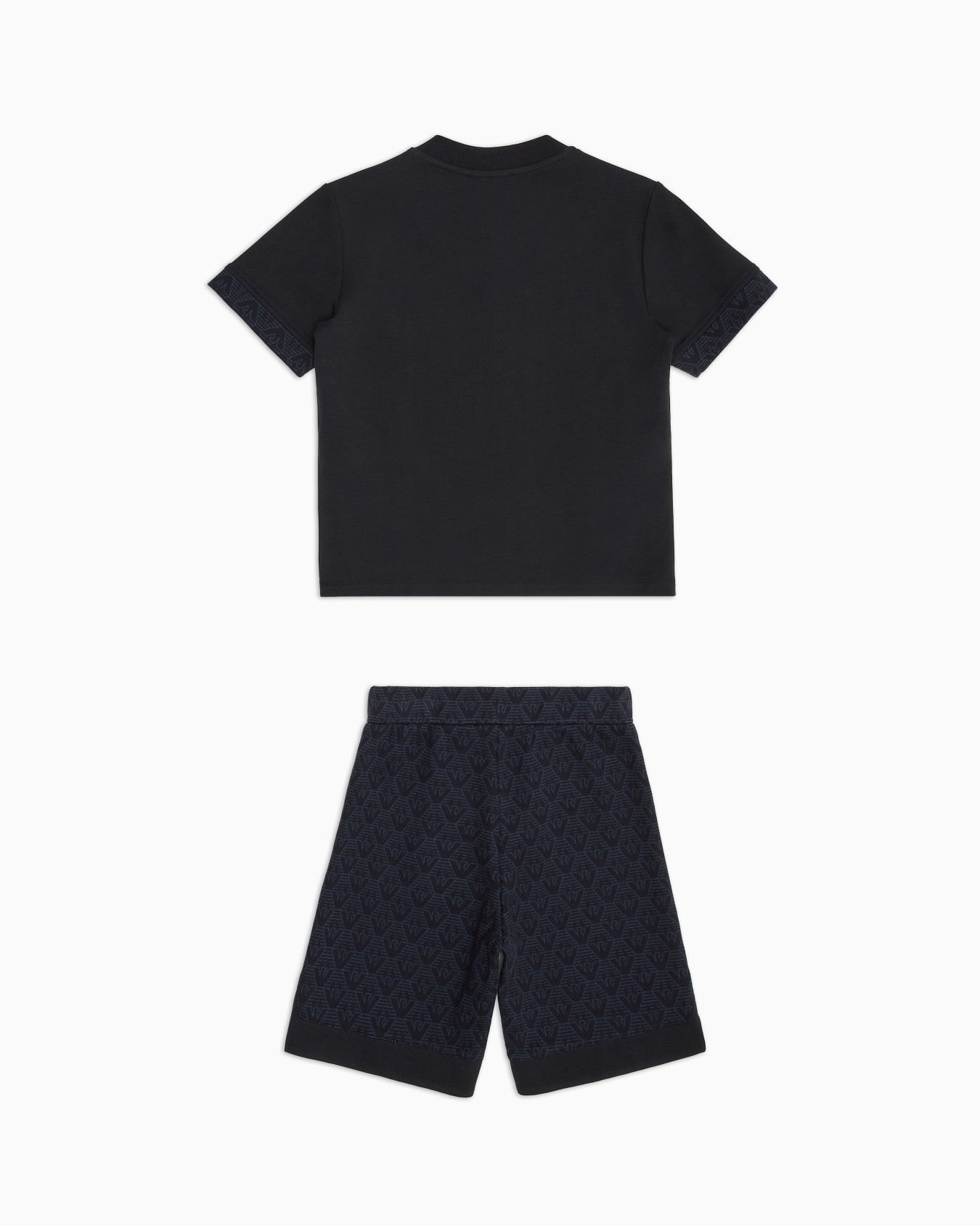 Jacquard jersey T-shirt and shorts set with all-over eagle Slide 2
