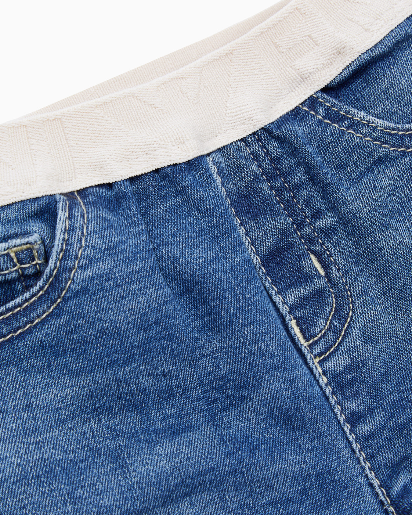 Denim jeans with elasticated logo waistband Slide 1