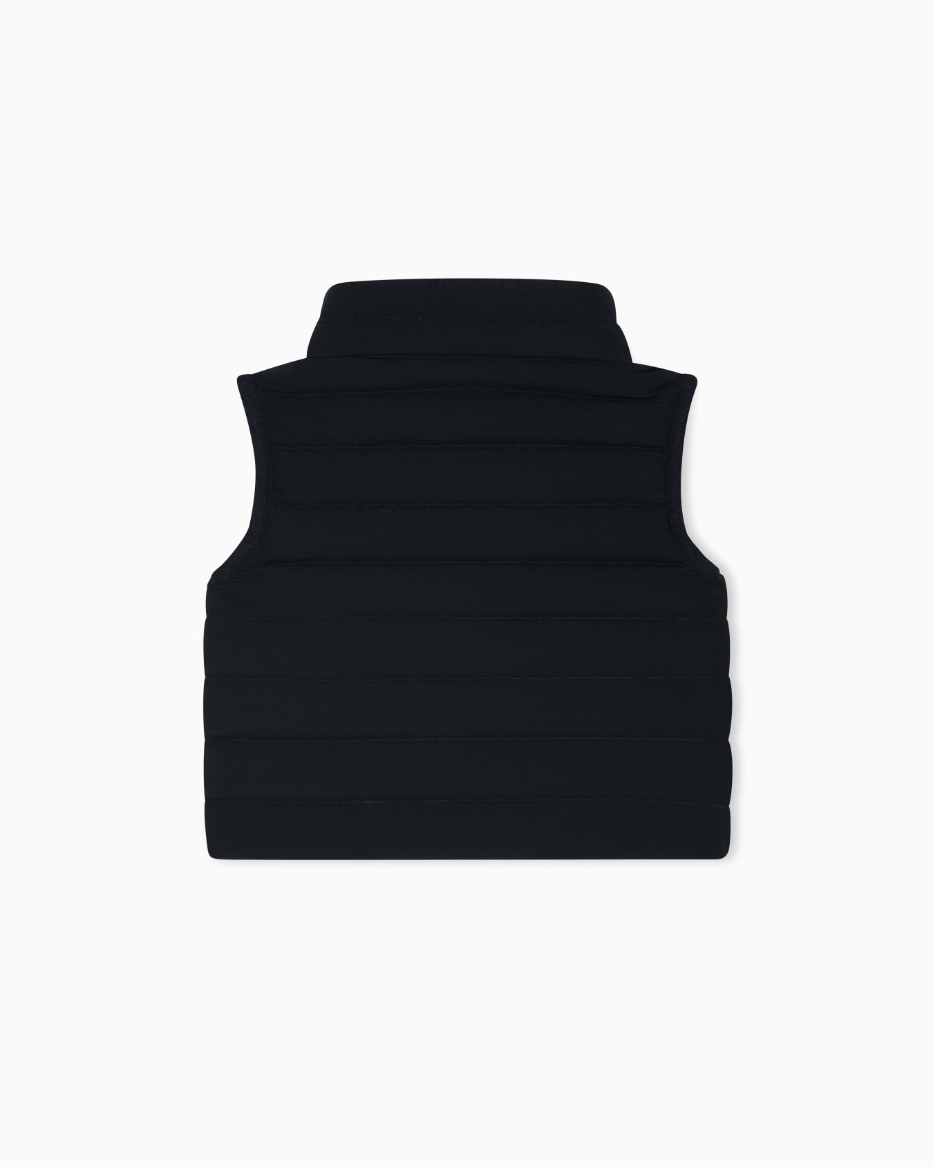 Sleeveless nylon down jacket with zip and logo patch Slide 2