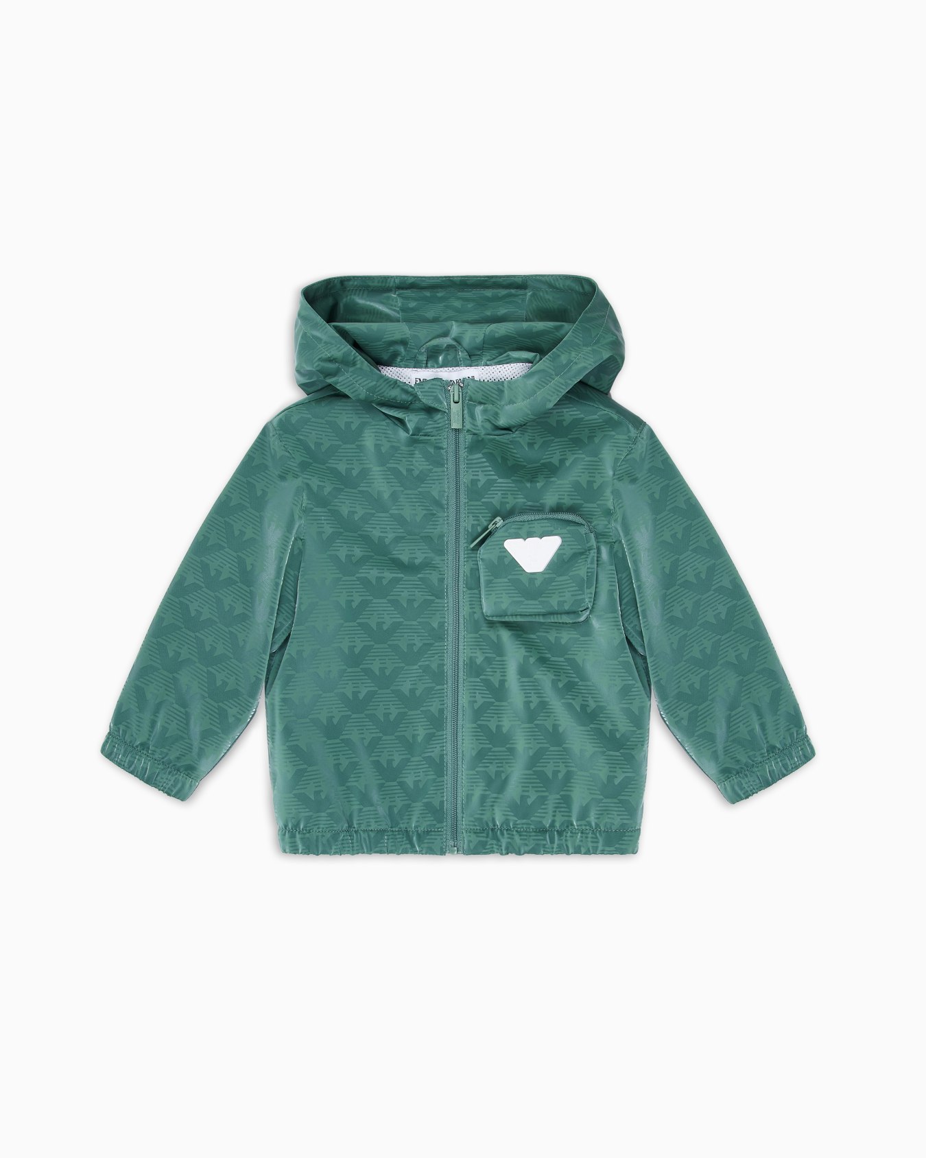 Hooded nylon jacket with all-over eagle Slide 0