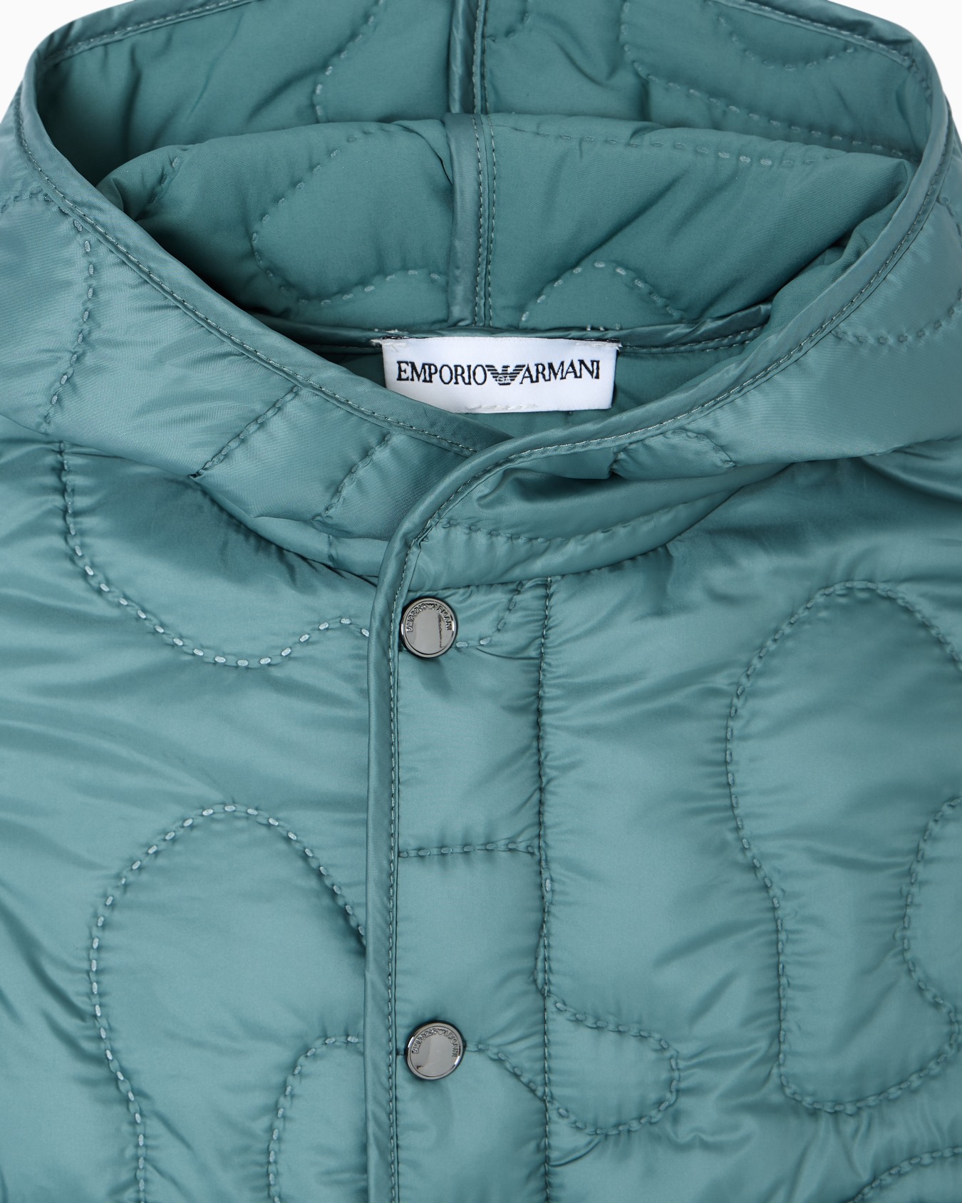 Nylon hooded jacket with 3D quilted-effect embroidery Slide 1