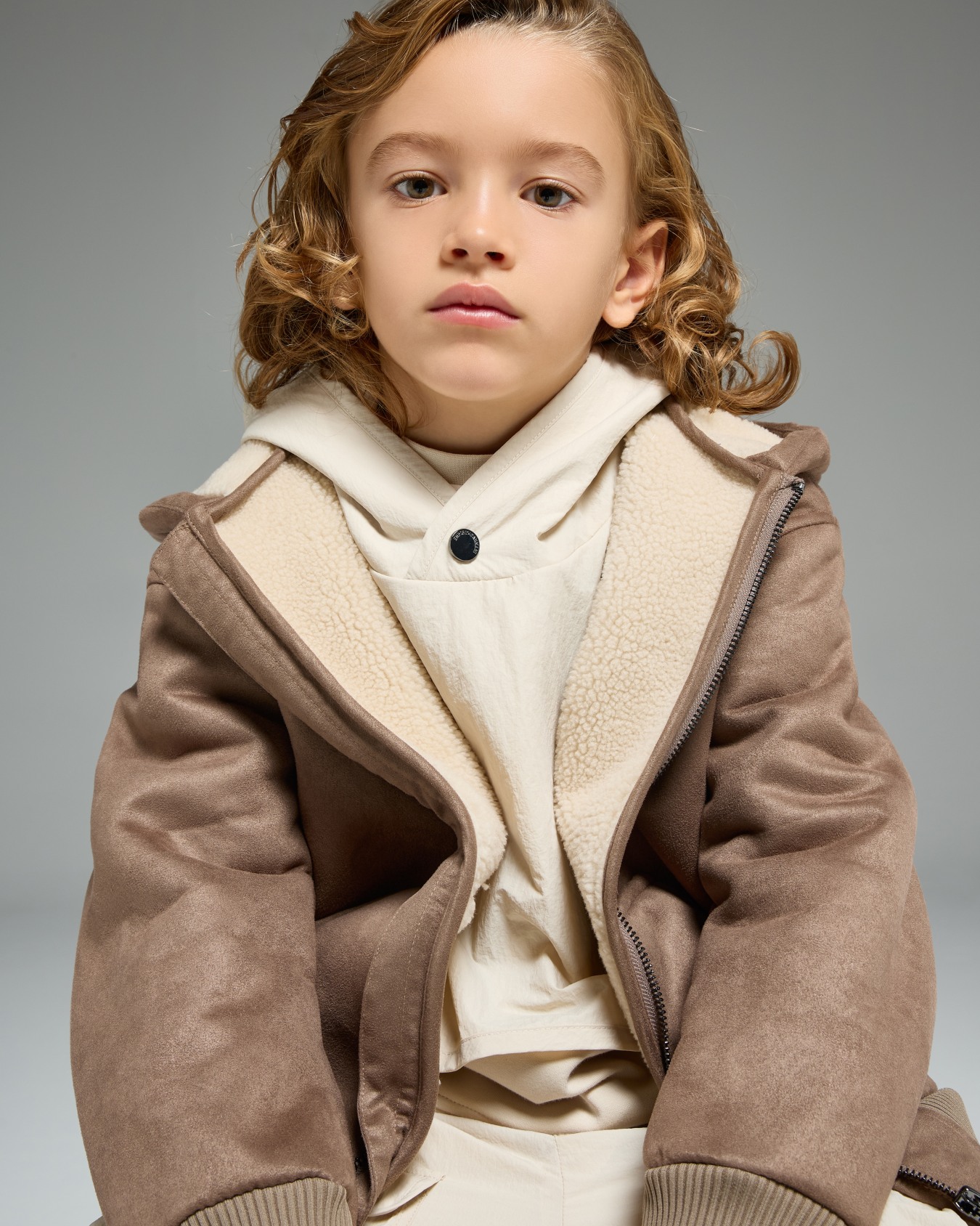 Suede-effect hooded blouson with zip  Slide 3