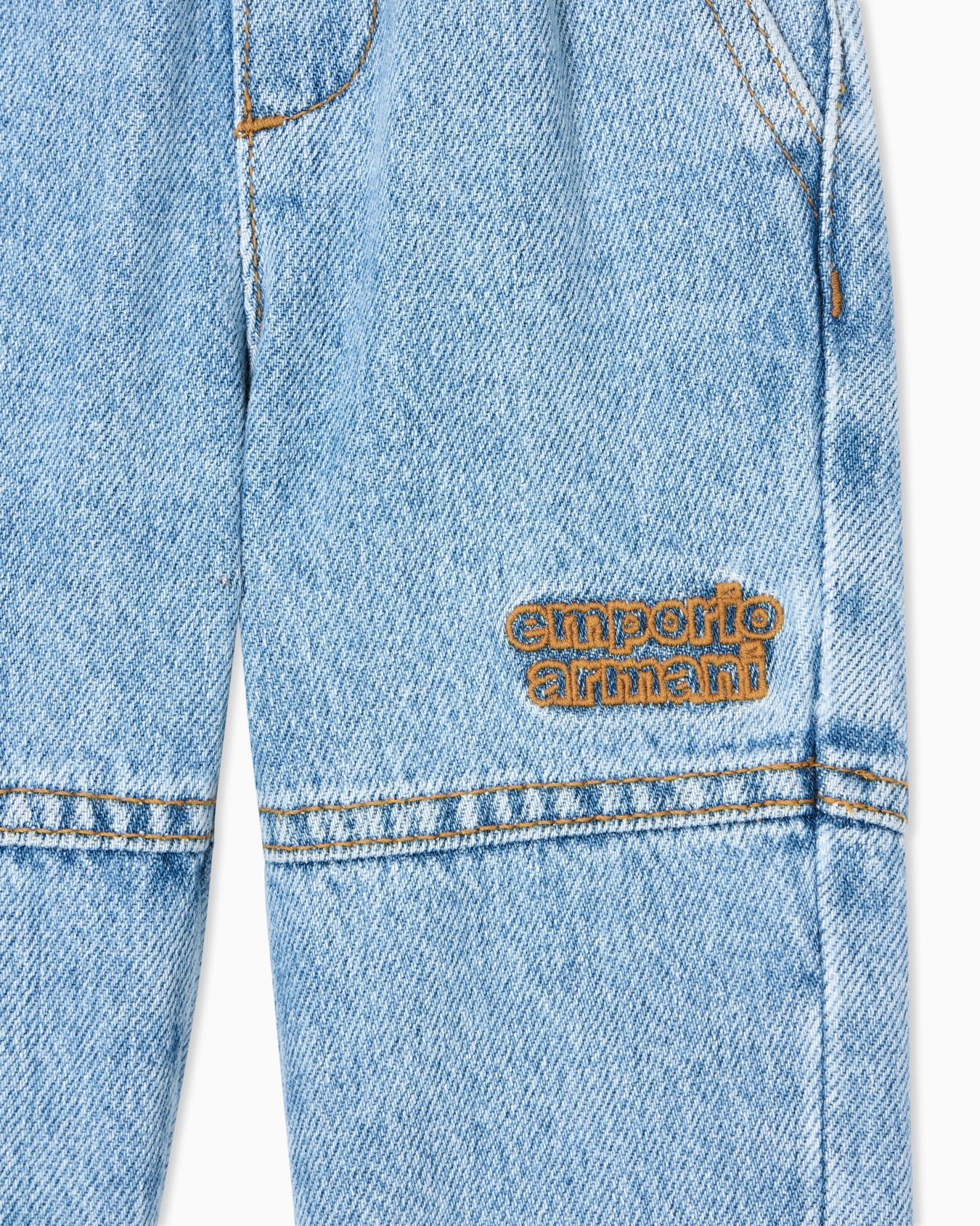 Denim jeans with an elasticated waist and logo embroidery Slide 1