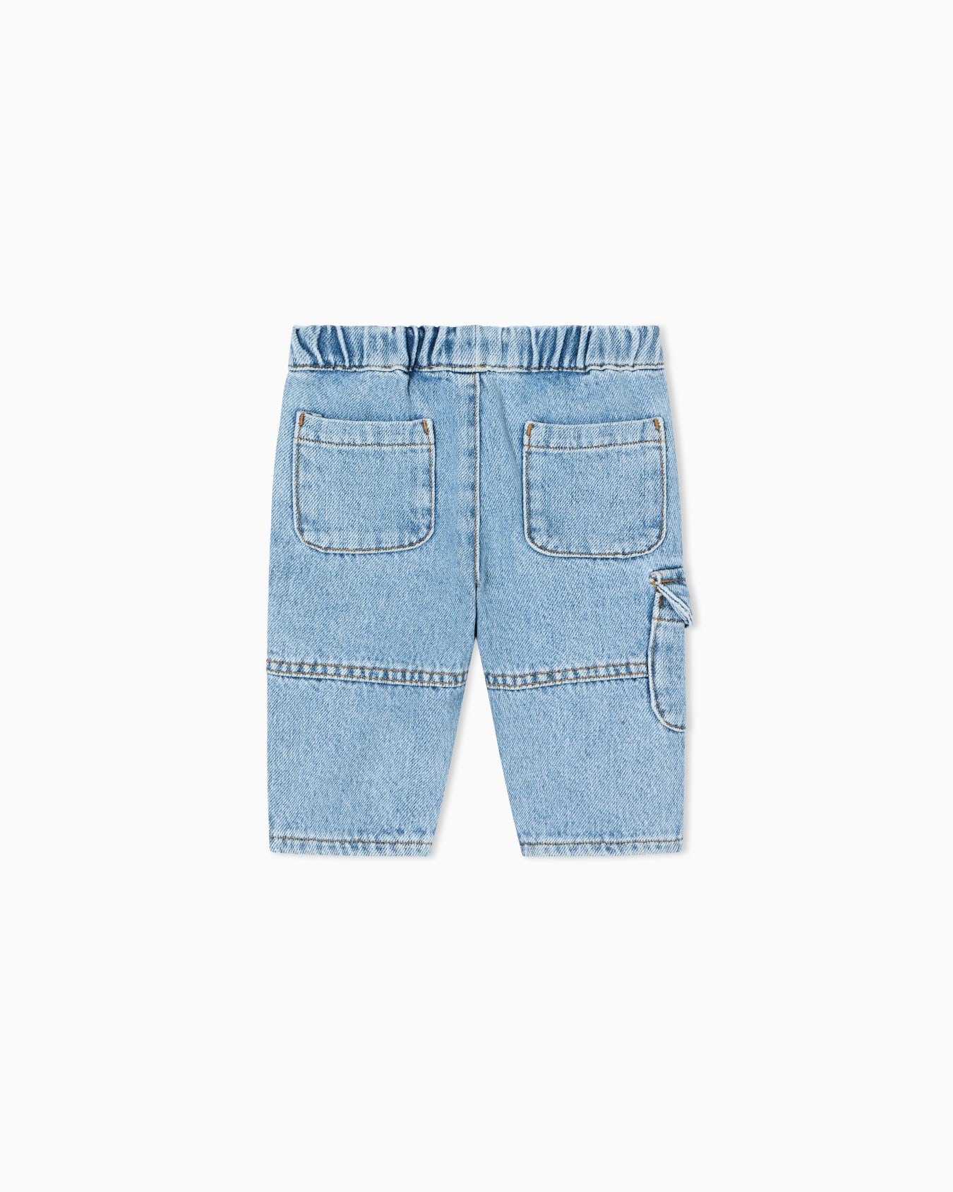 Denim jeans with an elasticated waist and logo embroidery Slide 2