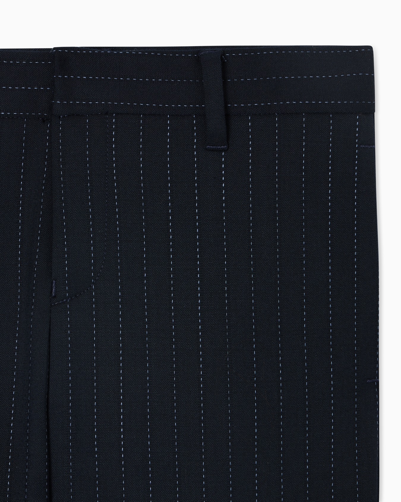 Pinstriped wool-blend trousers Slide 1
