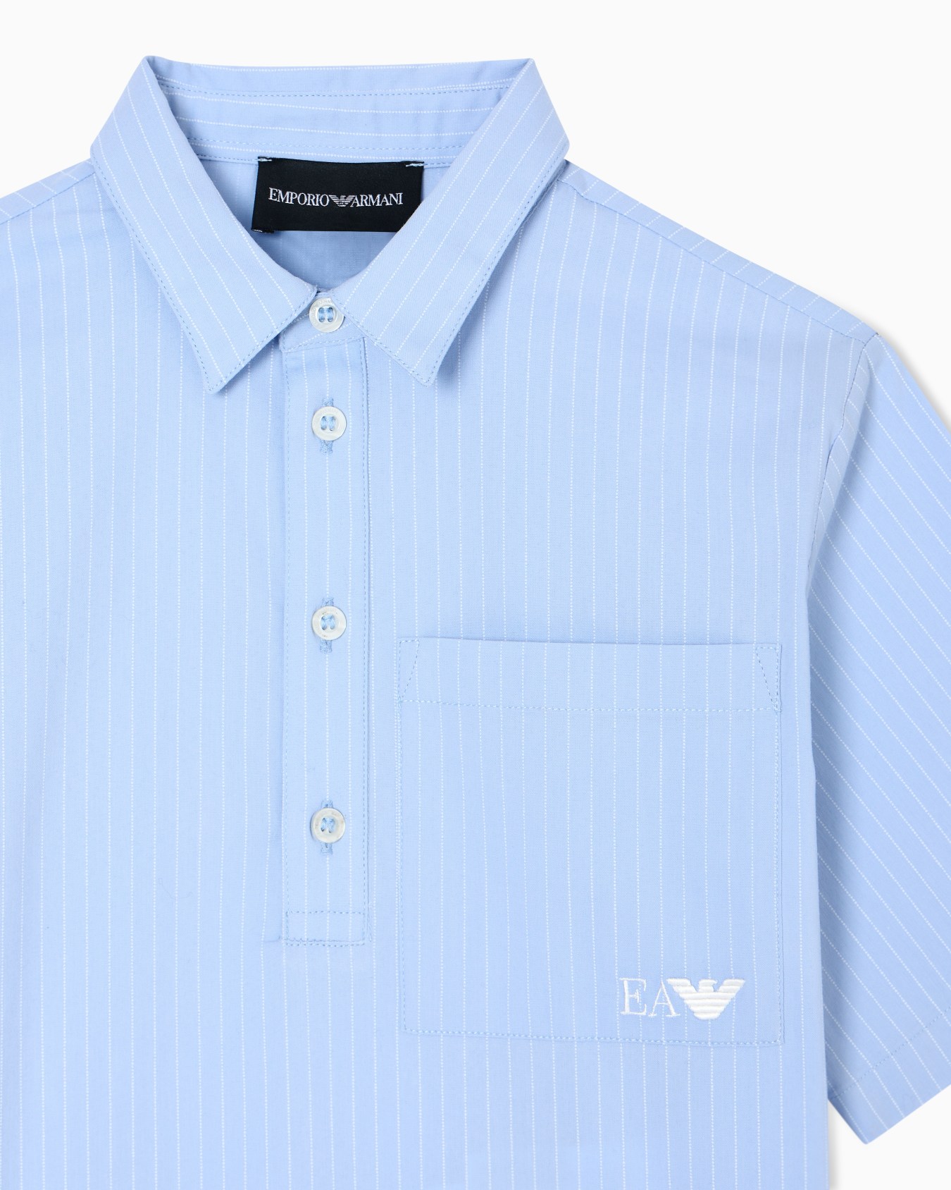 Short-sleeved striped poplin shirt Slide 1