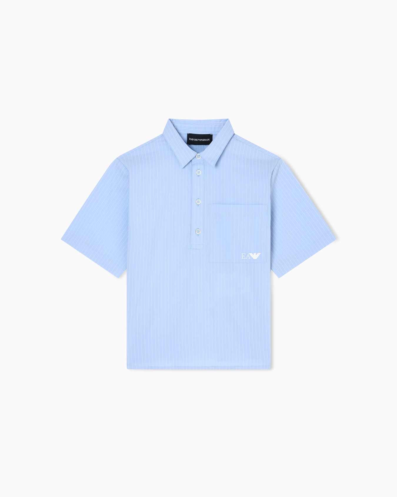 Short-sleeved striped poplin shirt Slide 0