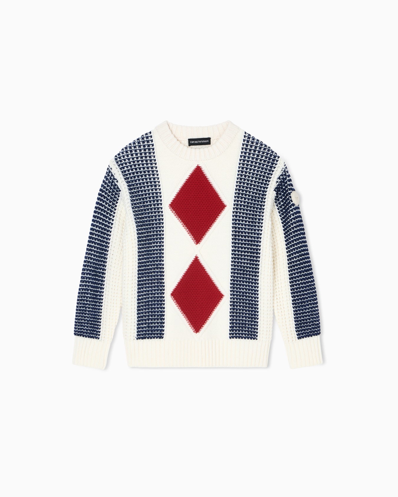 Maglione con maxi motivo rombi trama punto mix Slide 0