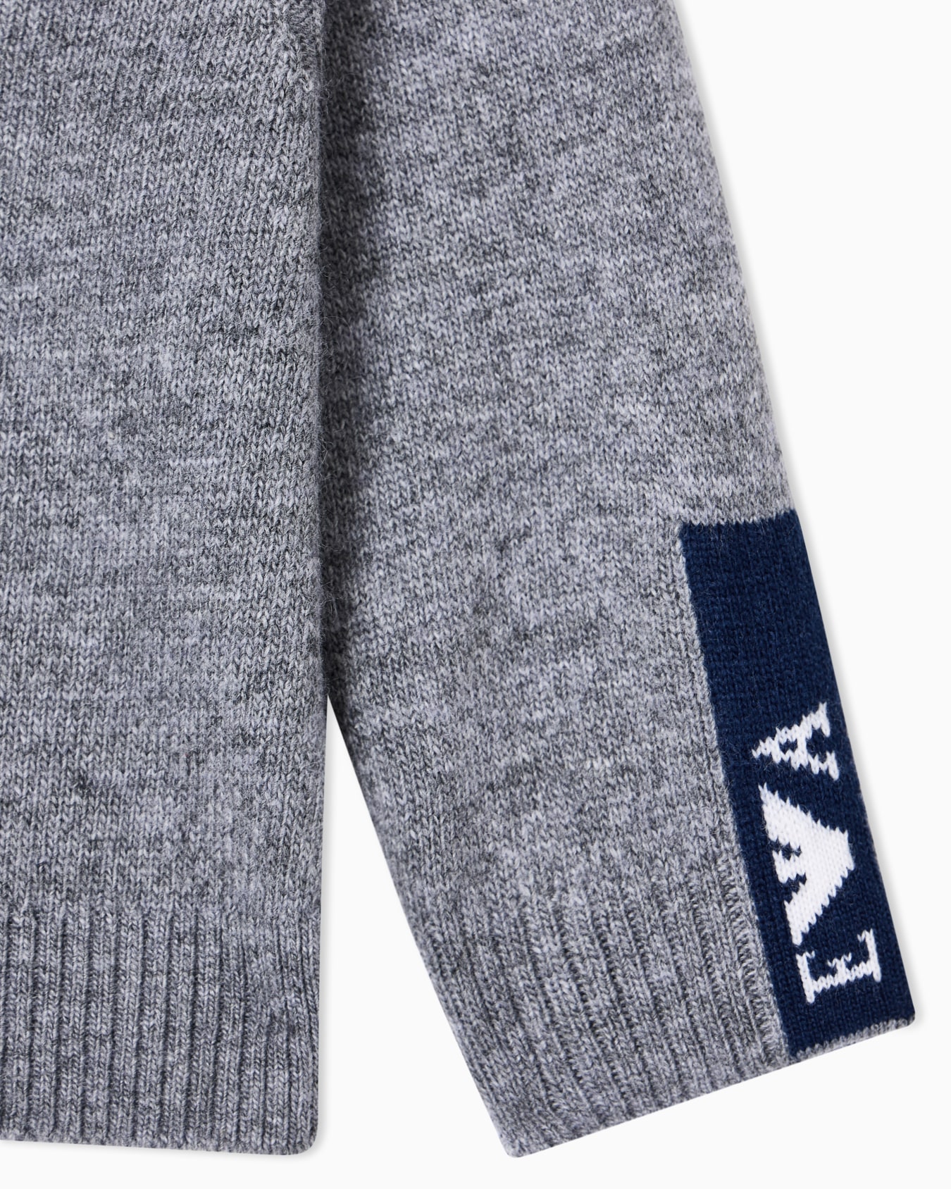 Pullover mit Reißverschluss, gefertigt aus einer Woll-Mischung mit Logo aus Jacquard-Stoff Folie 1