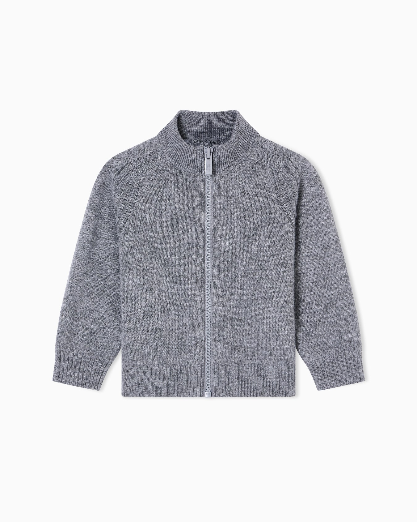 Pullover mit Reißverschluss, gefertigt aus einer Woll-Mischung mit Logo aus Jacquard-Stoff Folie 0