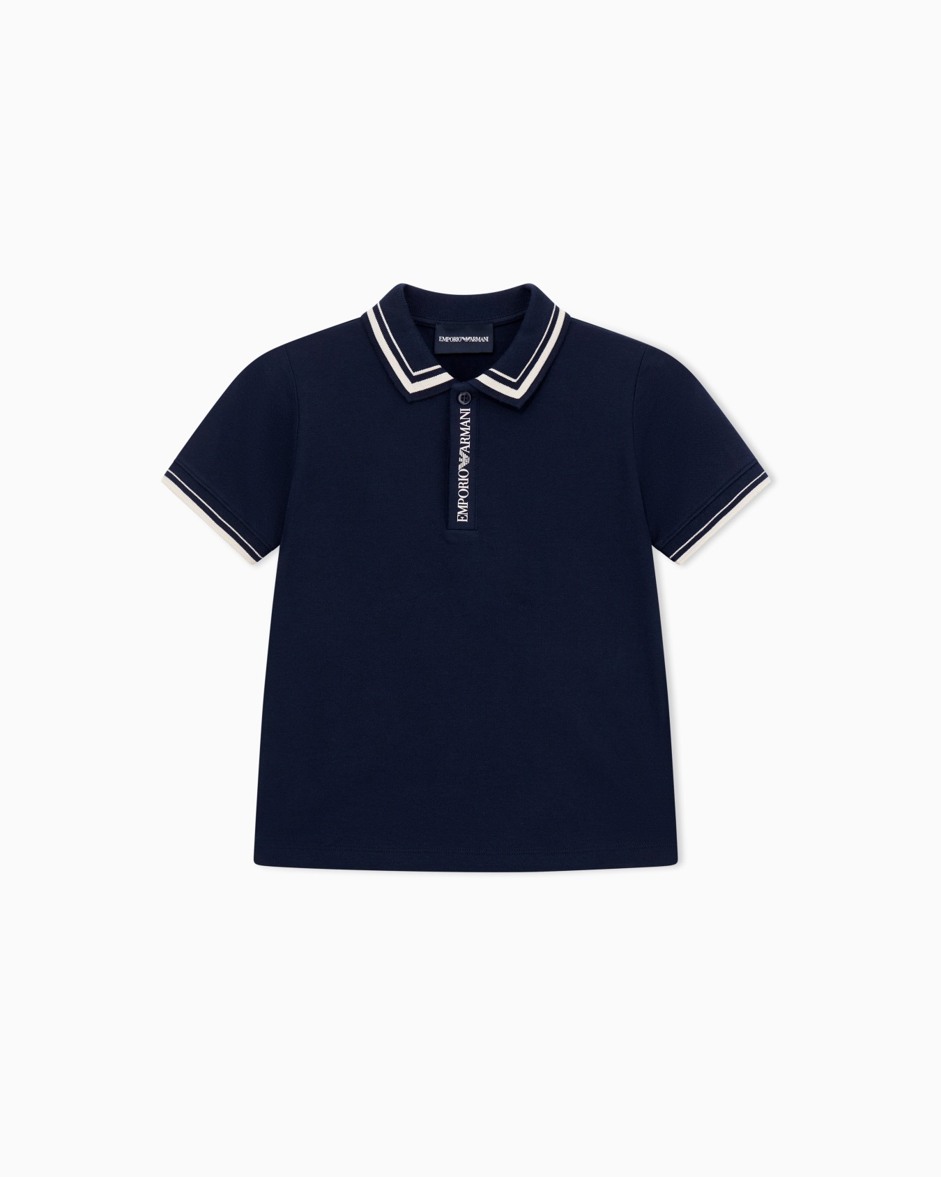 Piqué jersey polo shirt with piping detail Slide 0