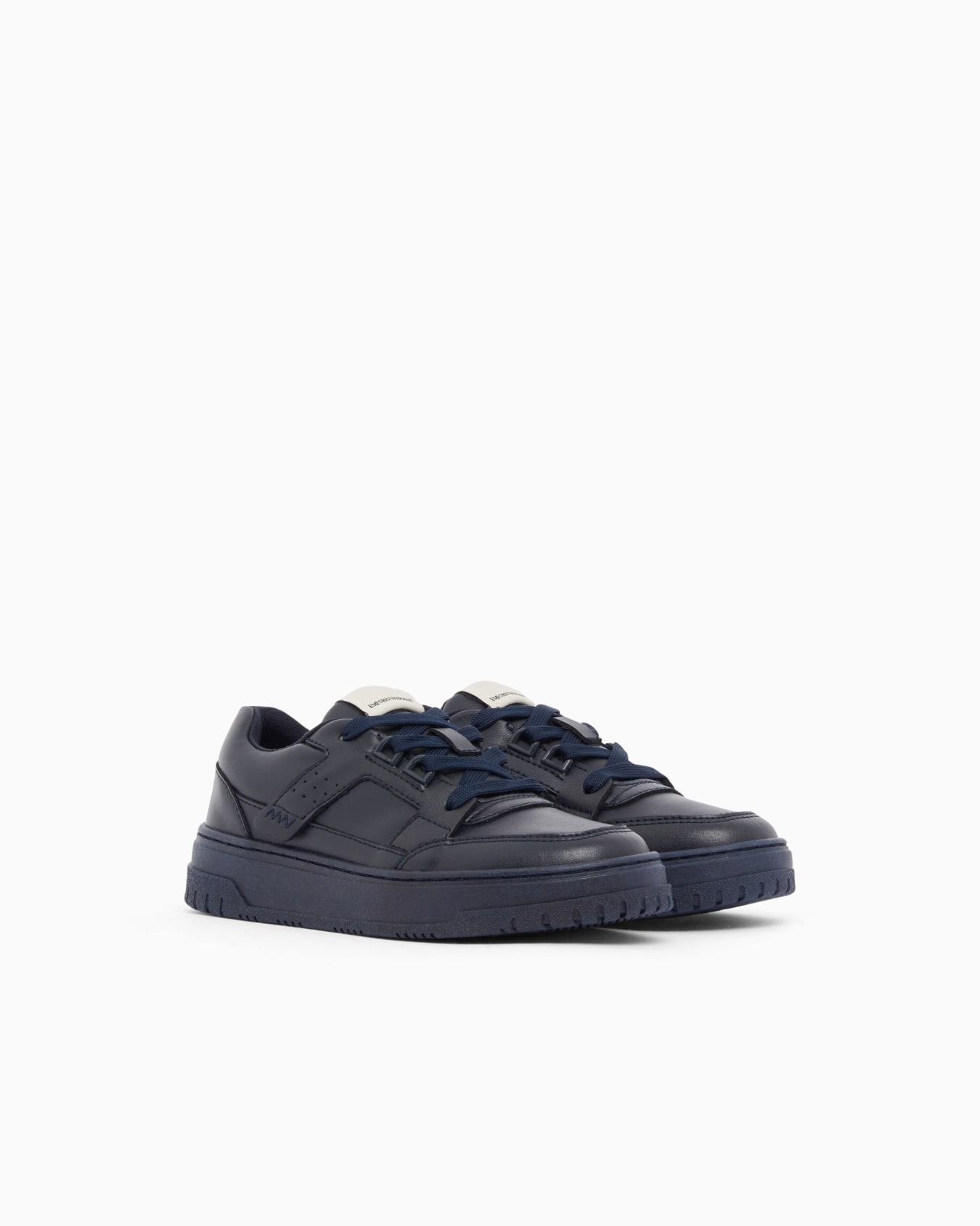 Shiny leather low-top sneakers with a textured rubber sole Slide 1