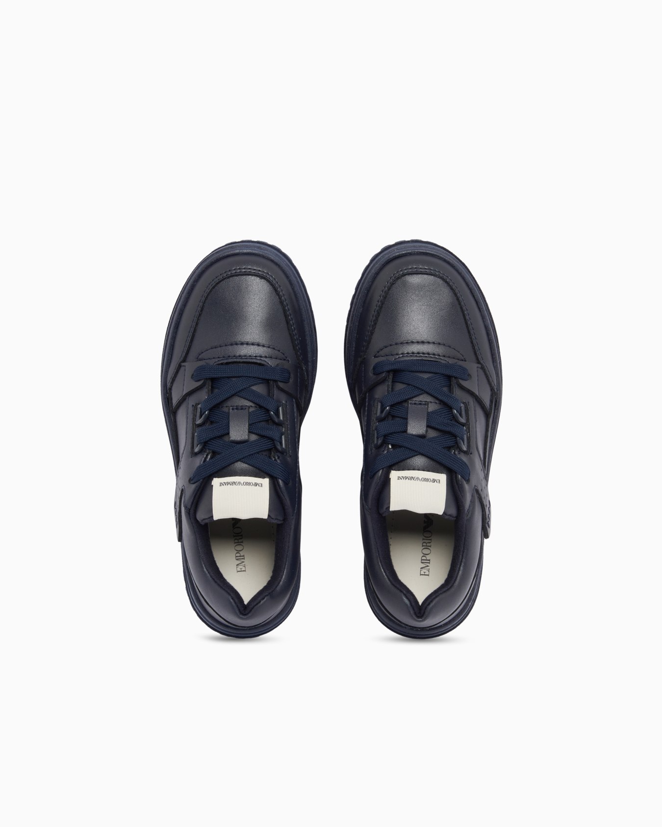 Shiny leather low-top sneakers with a textured rubber sole Slide 2