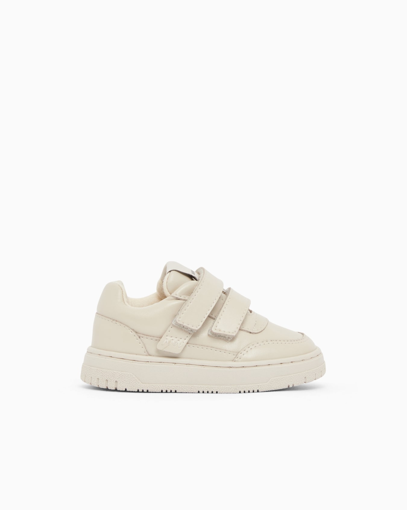 Sneakers with shiny leather and double strap closure Slide 0