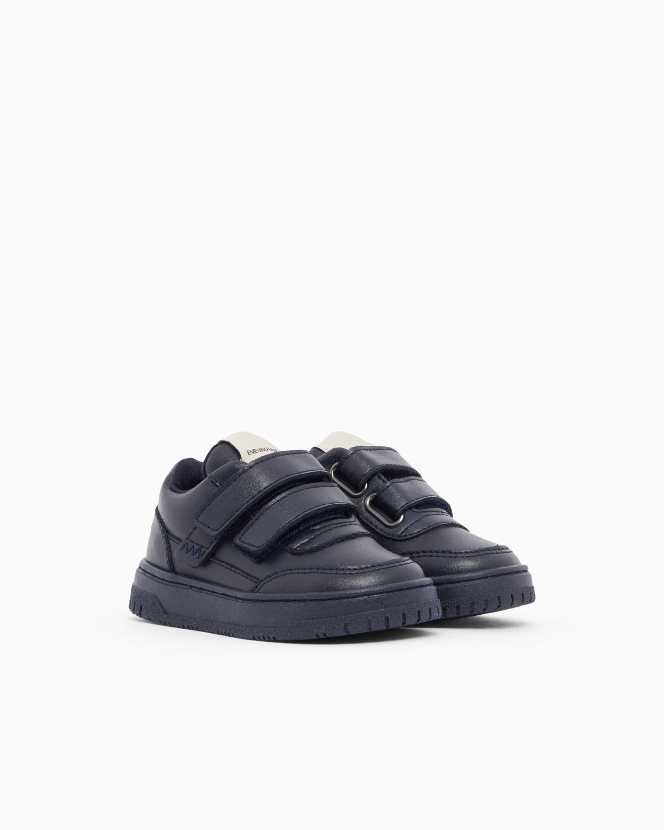 Sneakers with shiny leather and double strap closure Slide 1