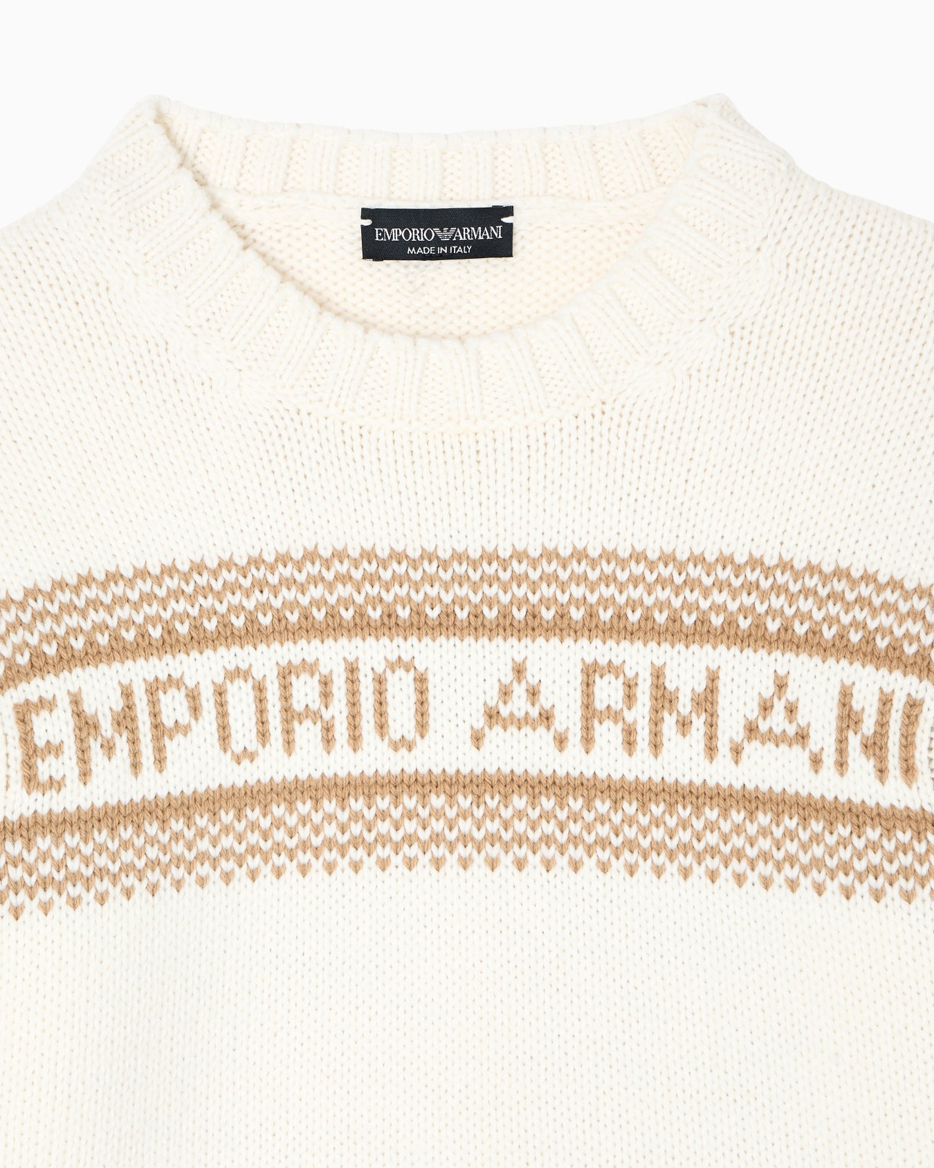 Pullover aus Schurwolle mit Beimischung mit Jacquard-Logo Folie 1