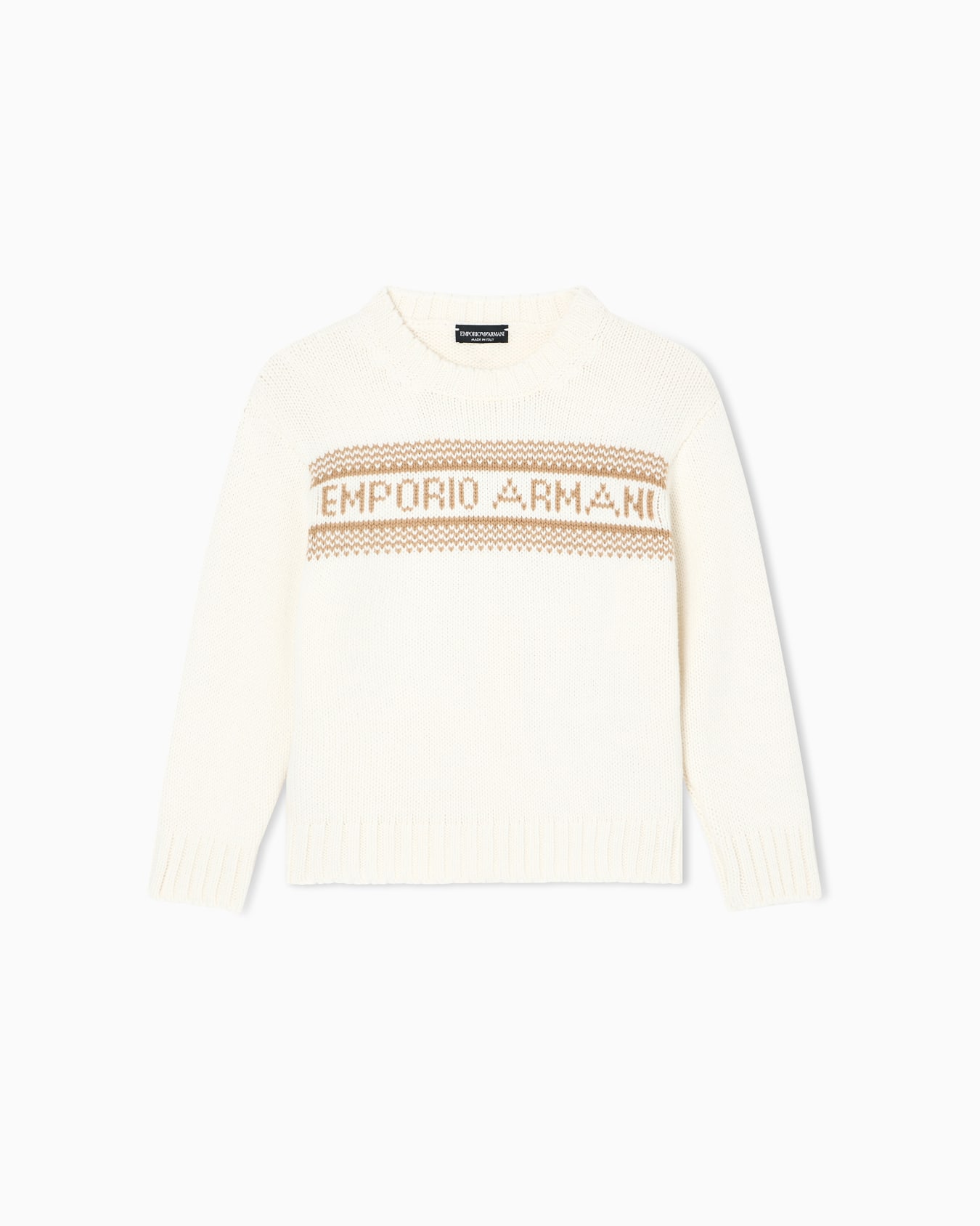 Pullover aus Schurwolle mit Beimischung mit Jacquard-Logo Folie 0
