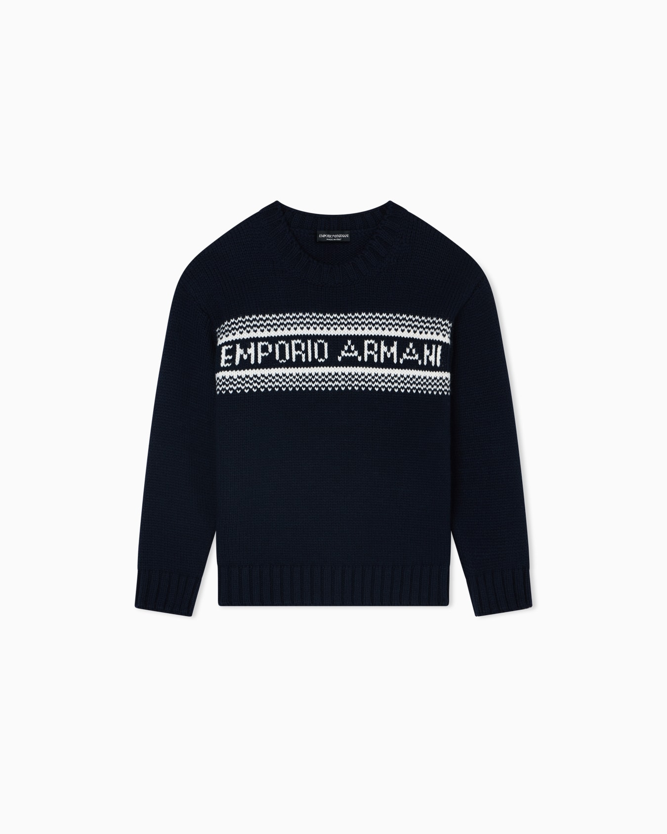 Pullover aus Schurwolle mit Beimischung mit Jacquard-Logo Folie 0