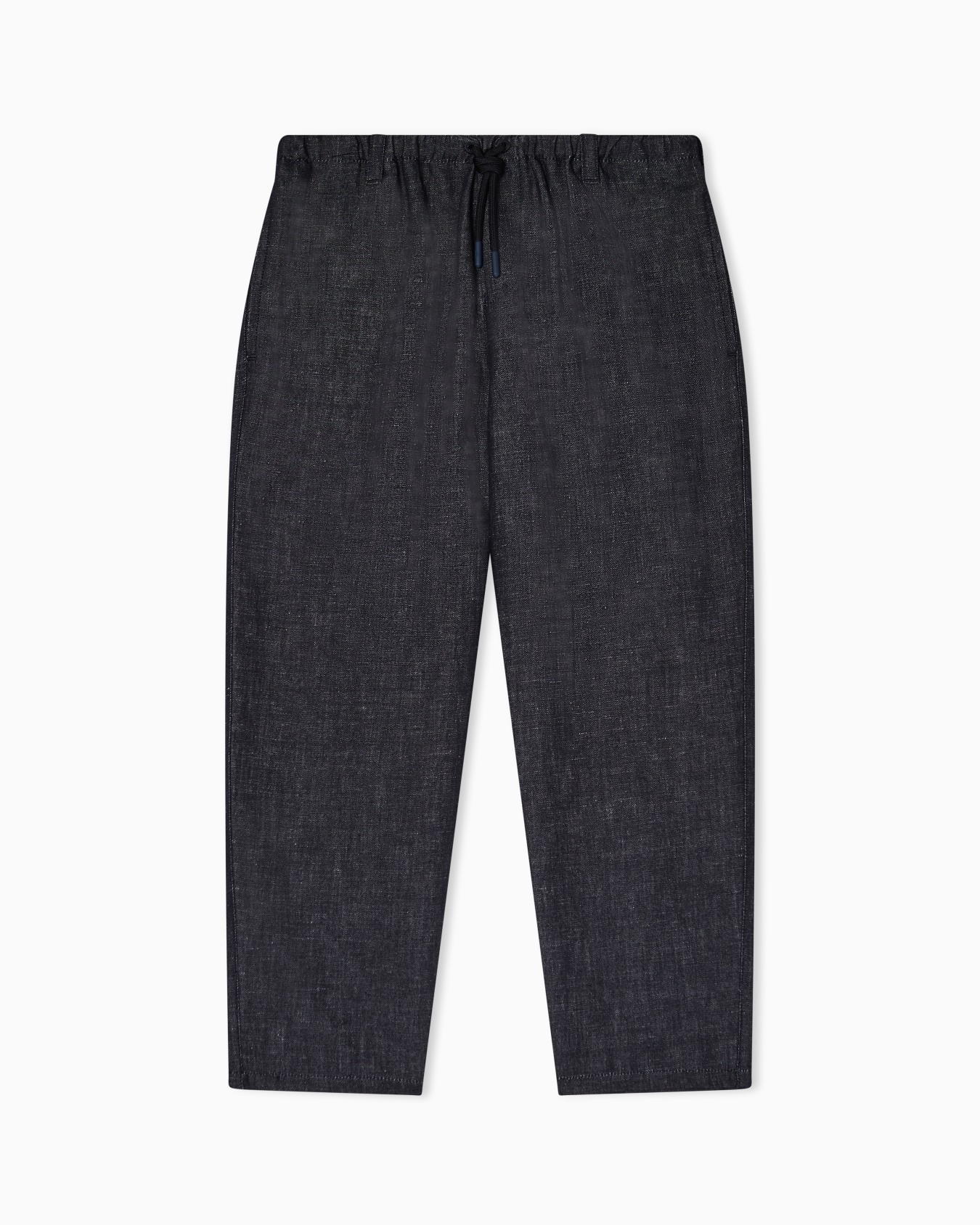 Denim-effect linen-blend trousers Slide 0
