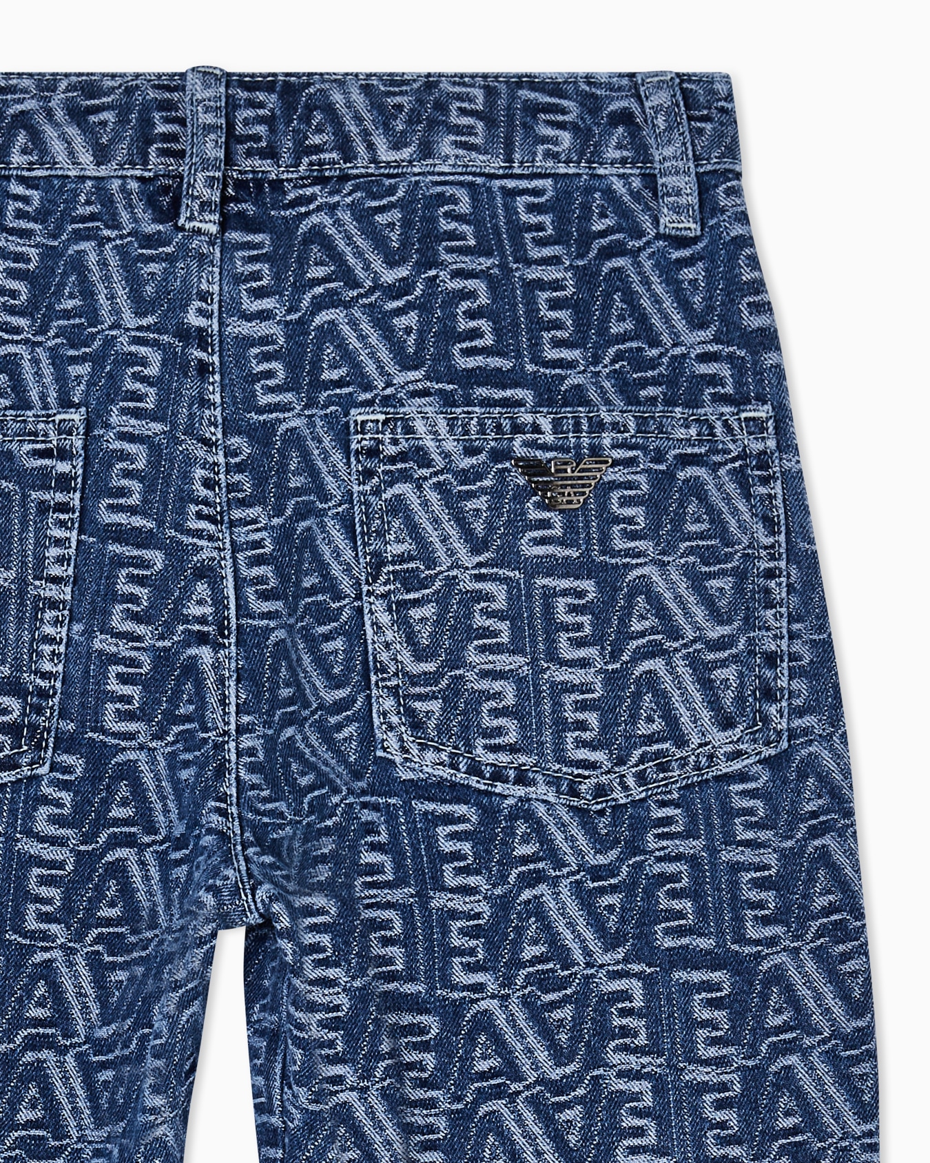 All-over logo lettering jacquard denim jeans Slide 1