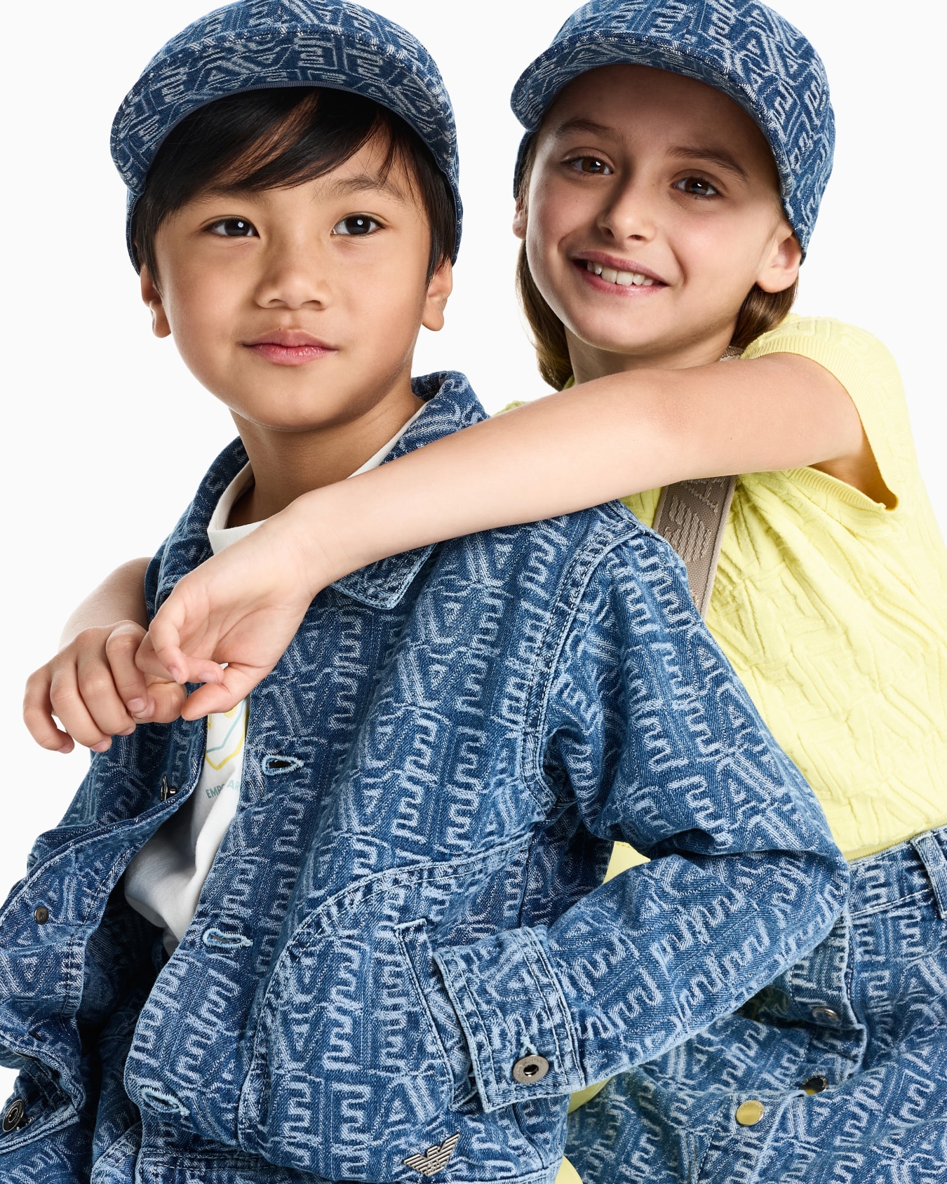 All-over logo lettering jacquard denim jeans Slide 3