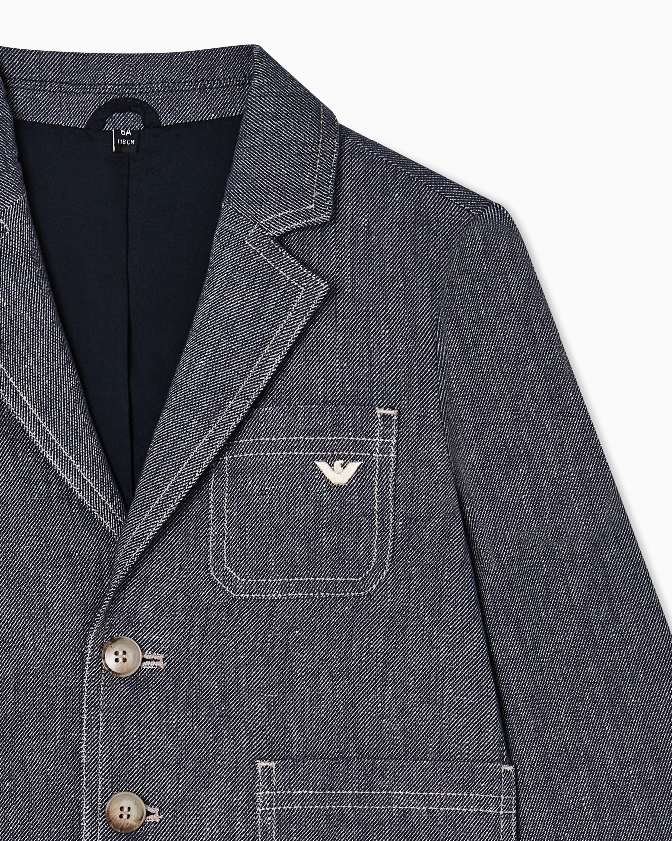 Denim-effect linen blend blazer スライドする 1