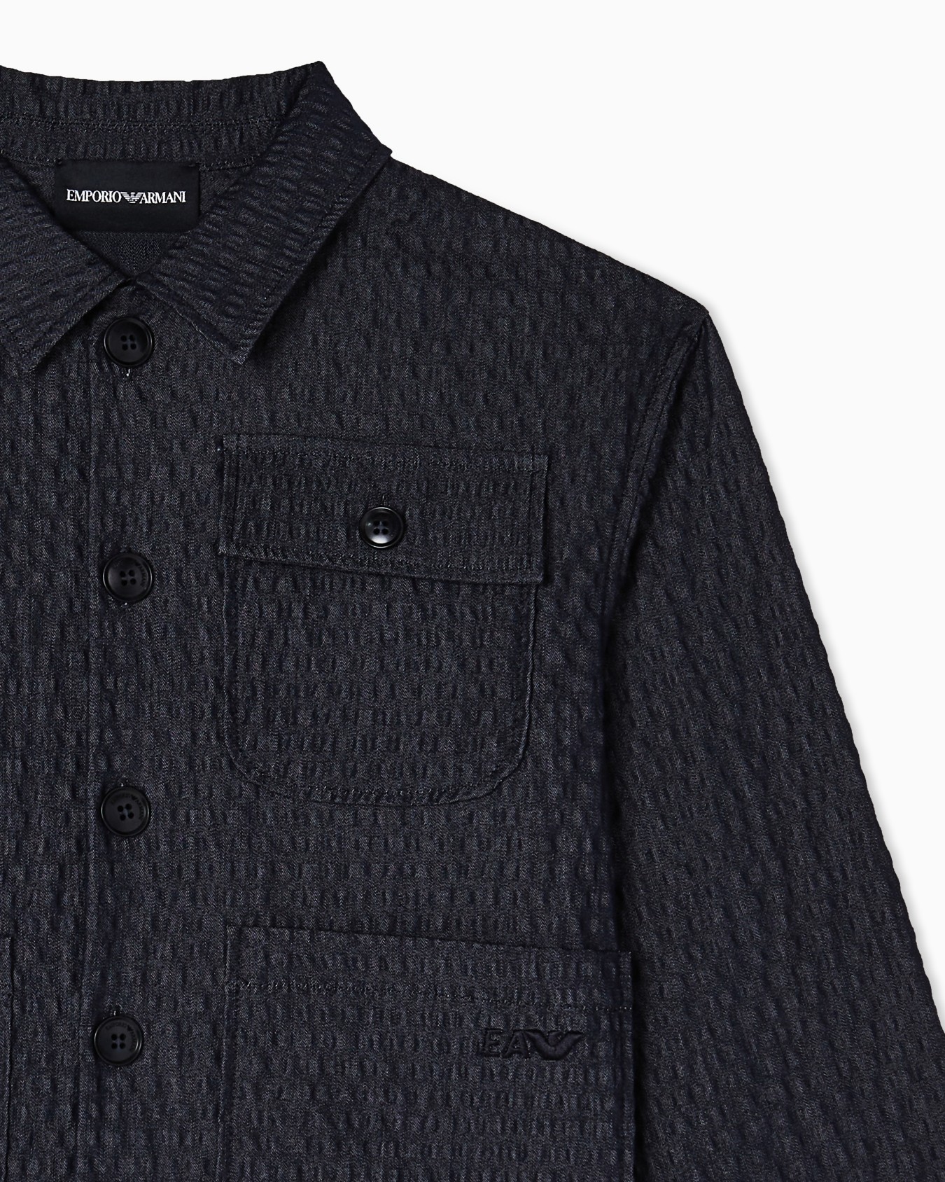 Denim-effect seersucker blazer Slide 1