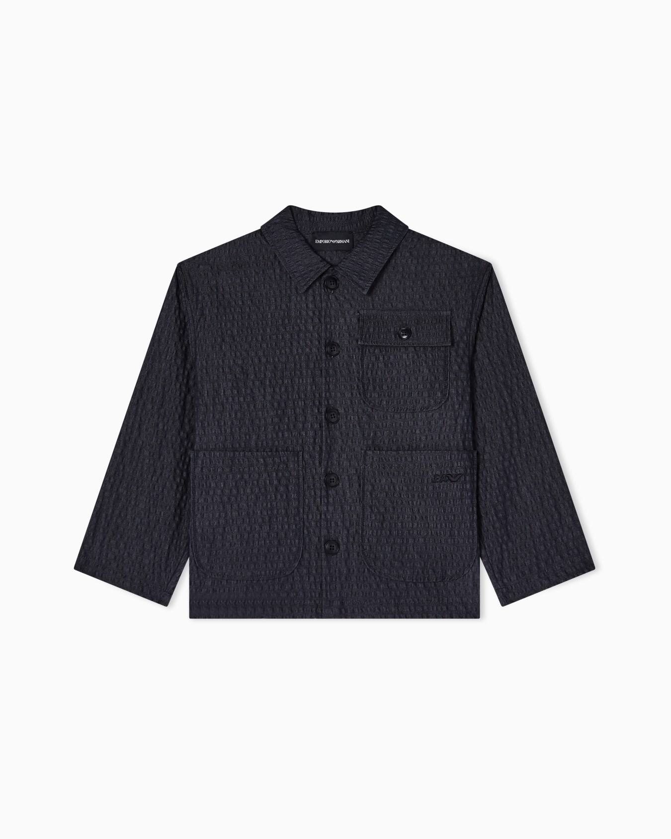 Denim-effect seersucker blazer Slide 0