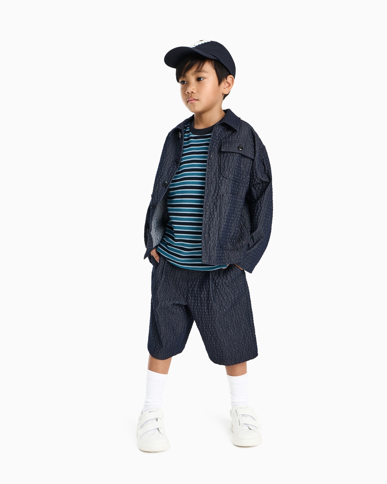 Denim-effect seersucker blazer Slide 3