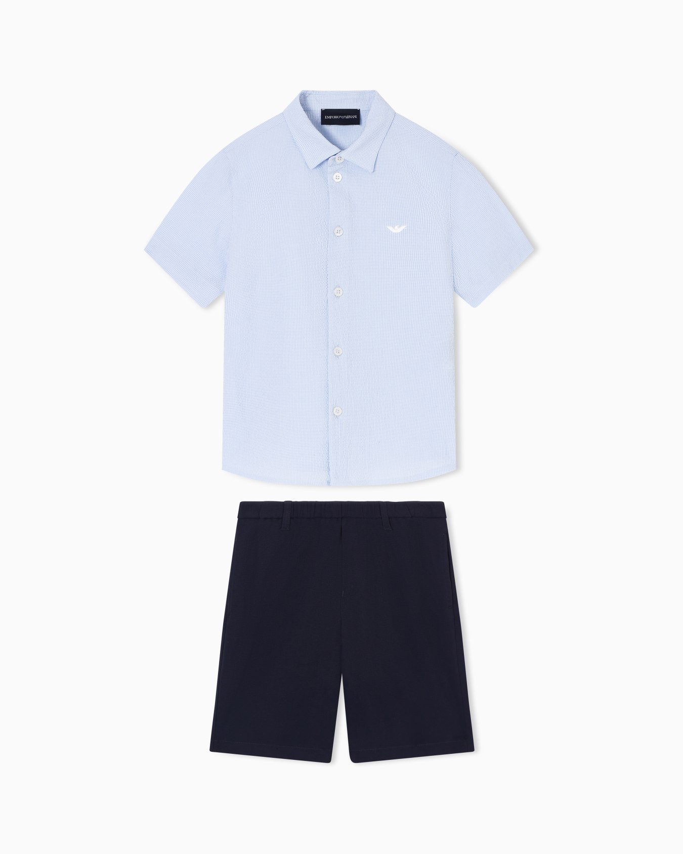 Seersucker shirt and Bermuda shorts set Slide 0