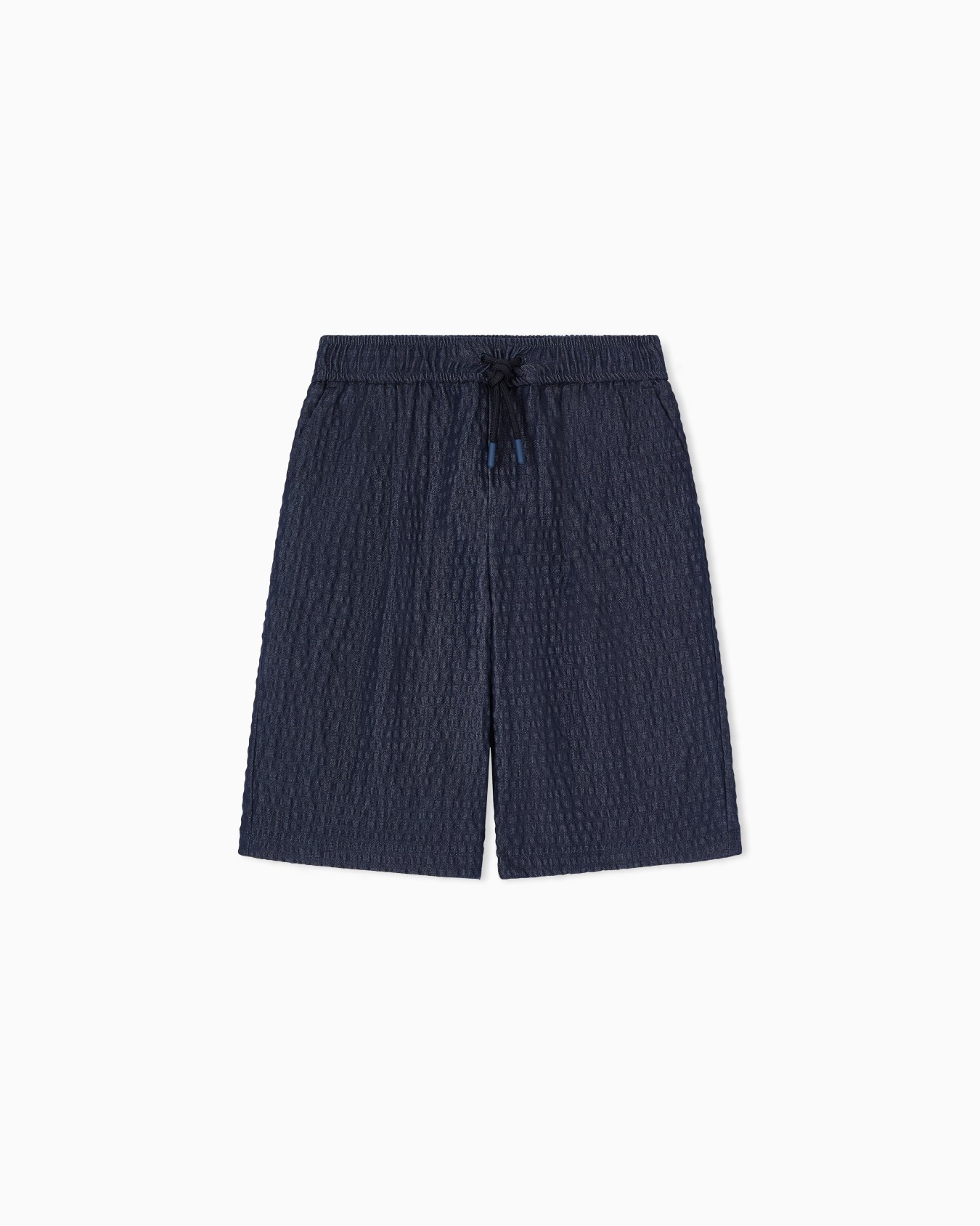 Denim-effect seersucker Bermuda shorts Slide 0