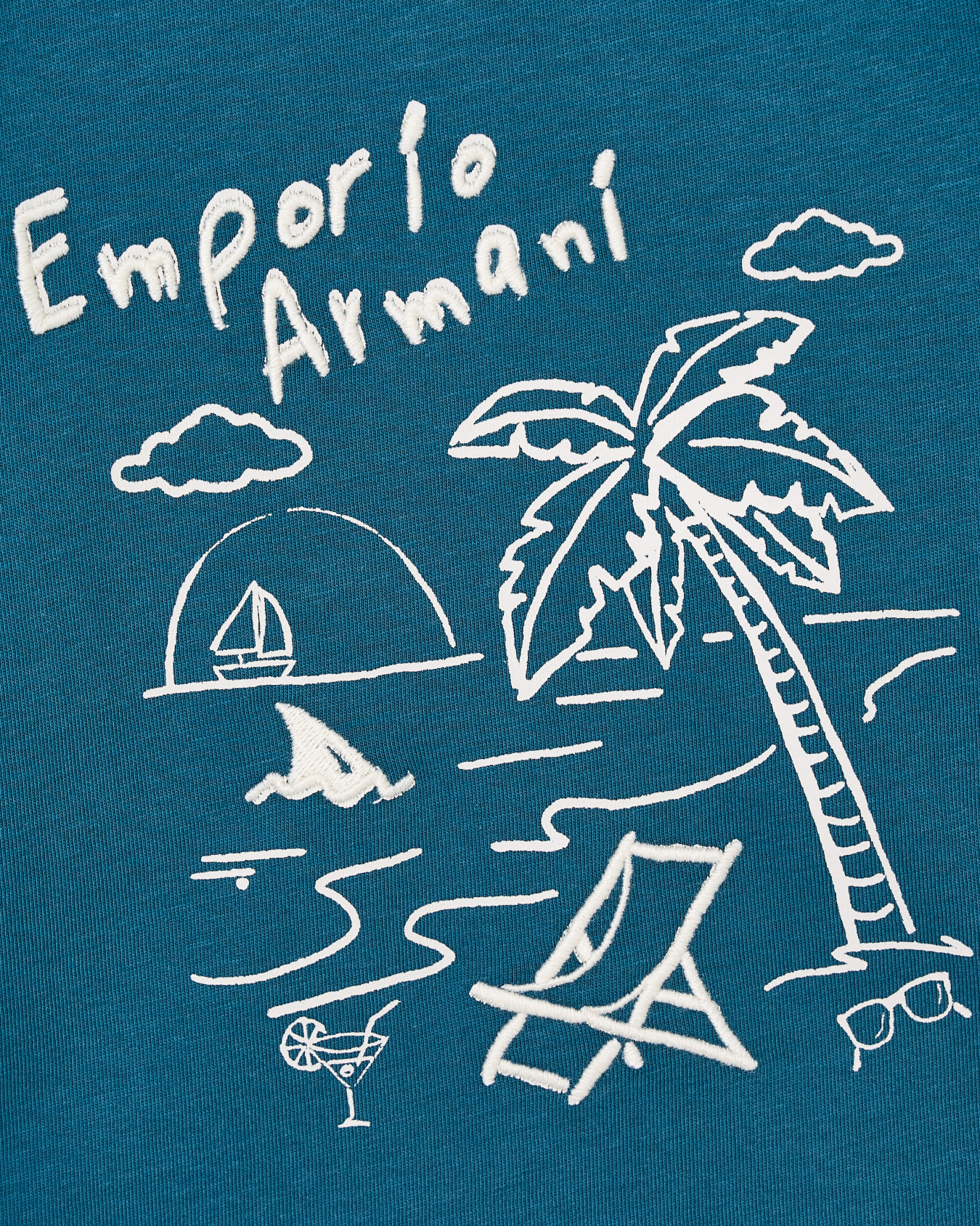 Tシャツ ジャージー ビーチプリント＆刺繍 スライドする 1