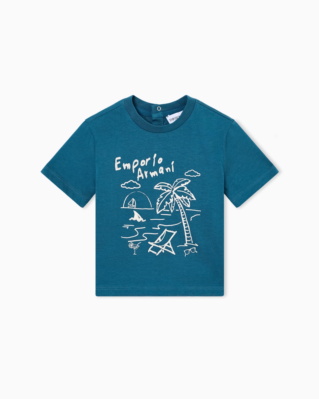 Tシャツ ジャージー ビーチプリント＆刺繍 スライドする 0