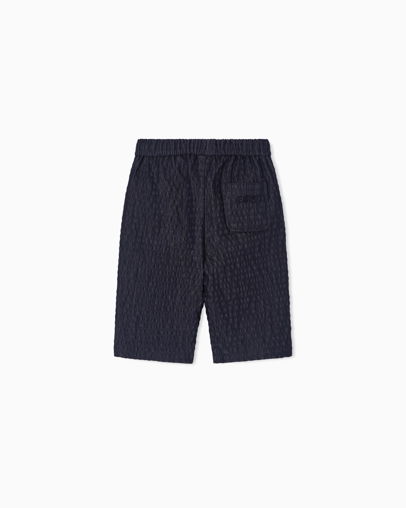 Denim-effect seersucker trousers Slide 2