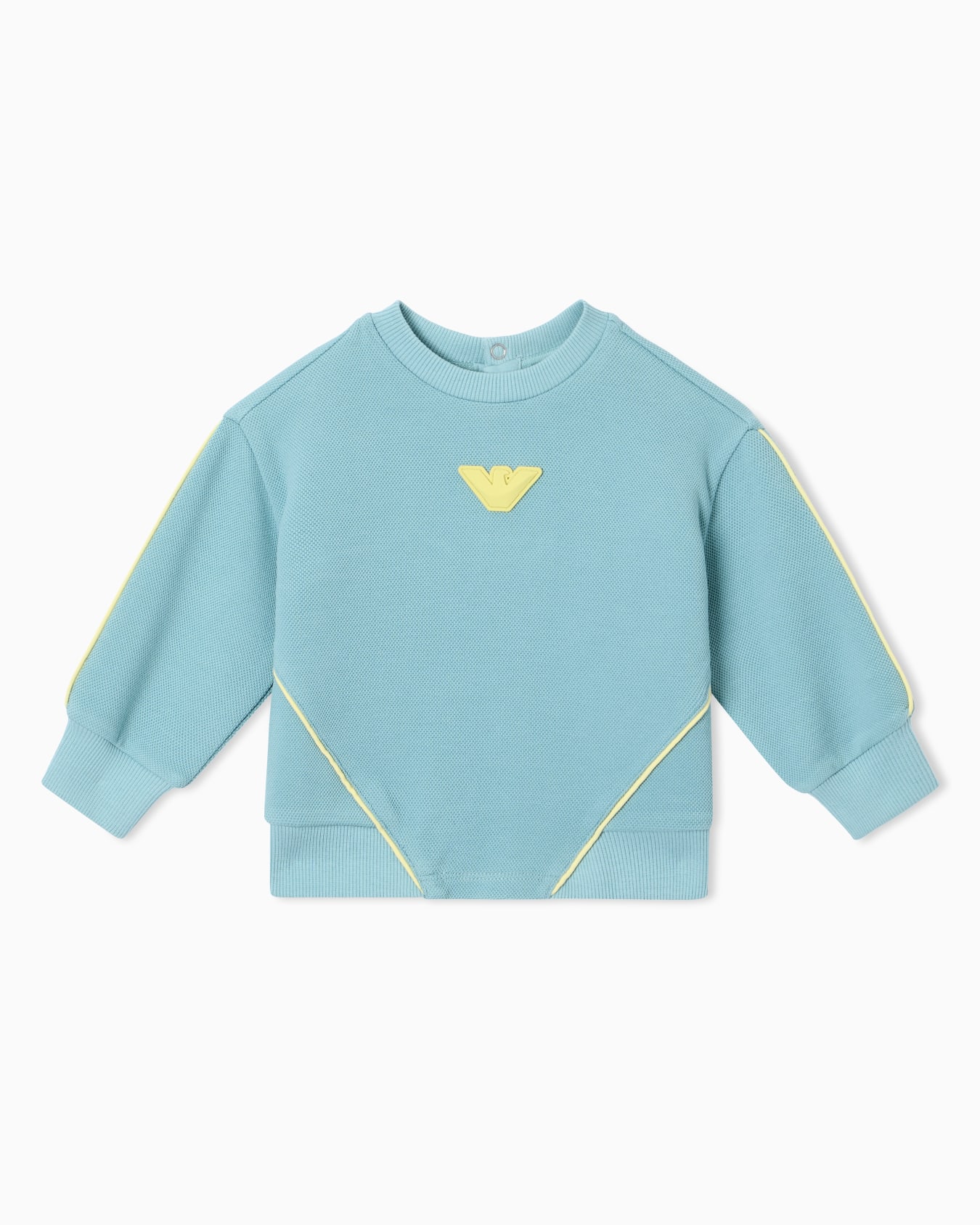 Double-jersey piqué sweatshirt with logo and piping Slide 0