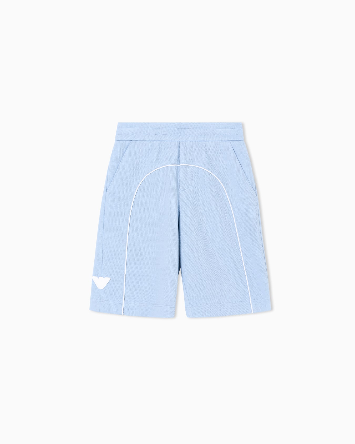 Double-jersey piqué Bermuda shorts with logo and piping Slide 2